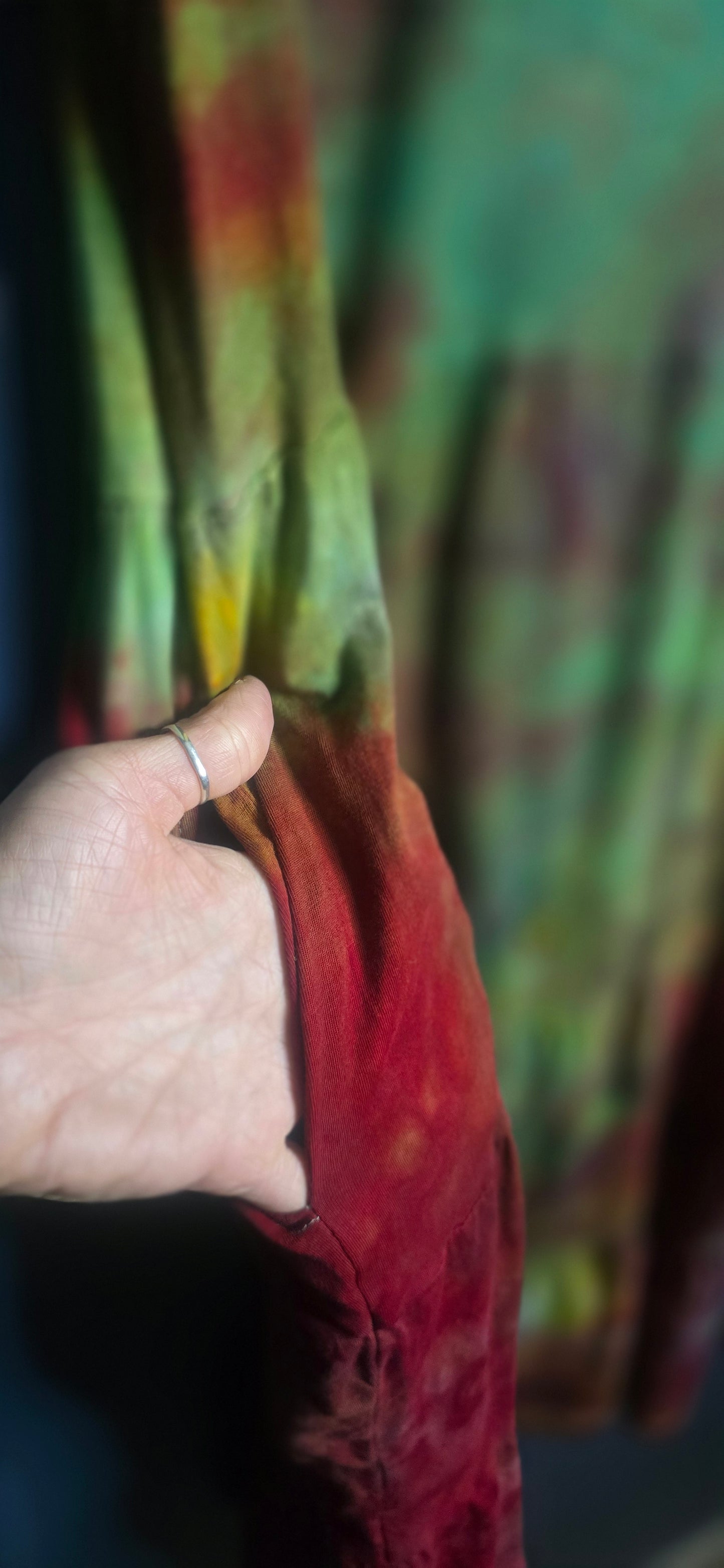 Time and Tru Tie Dye Babydoll Dress XL 16–18 Short Sleeve Green Red Multicolor