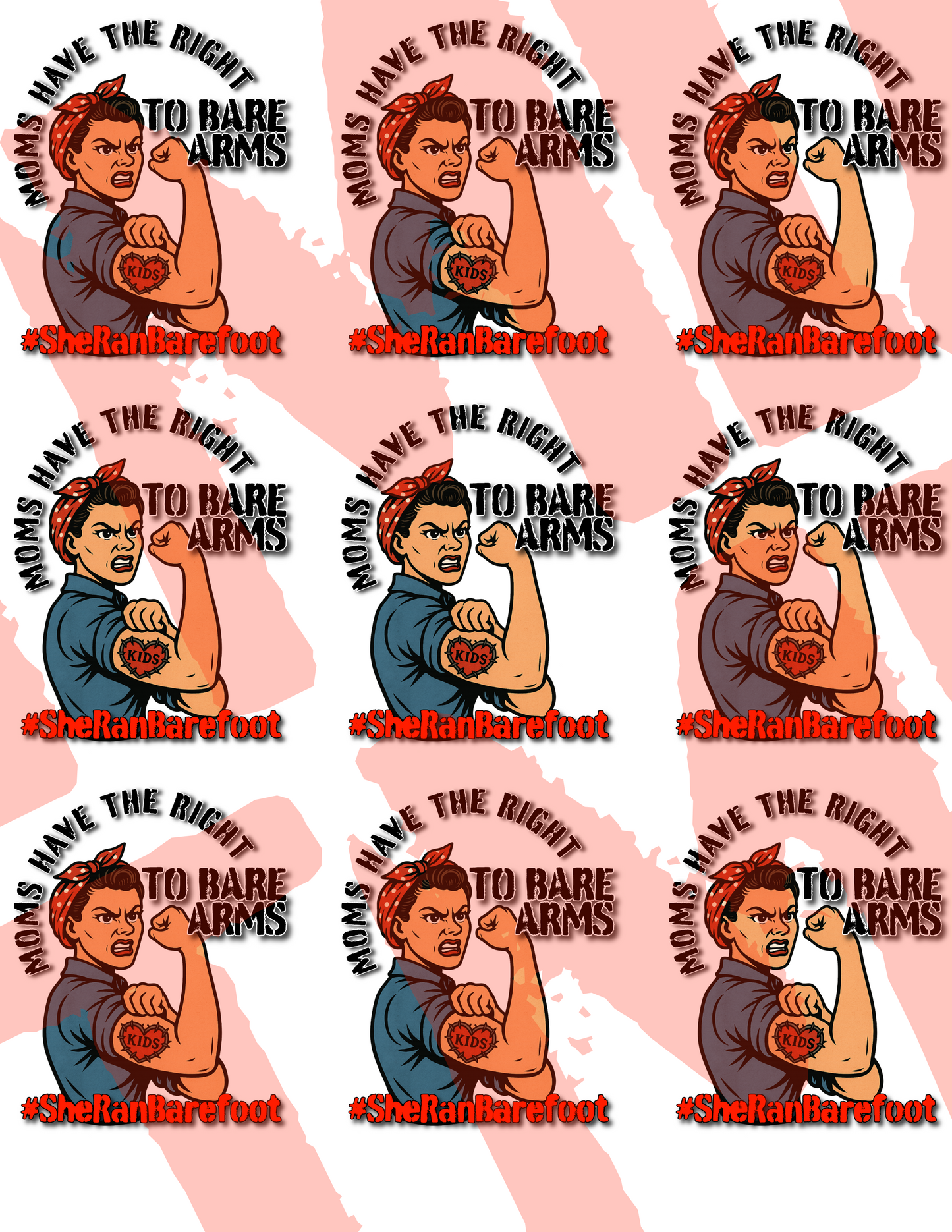 Moms Bare Arms Vinyl Hand-Cut Sticker