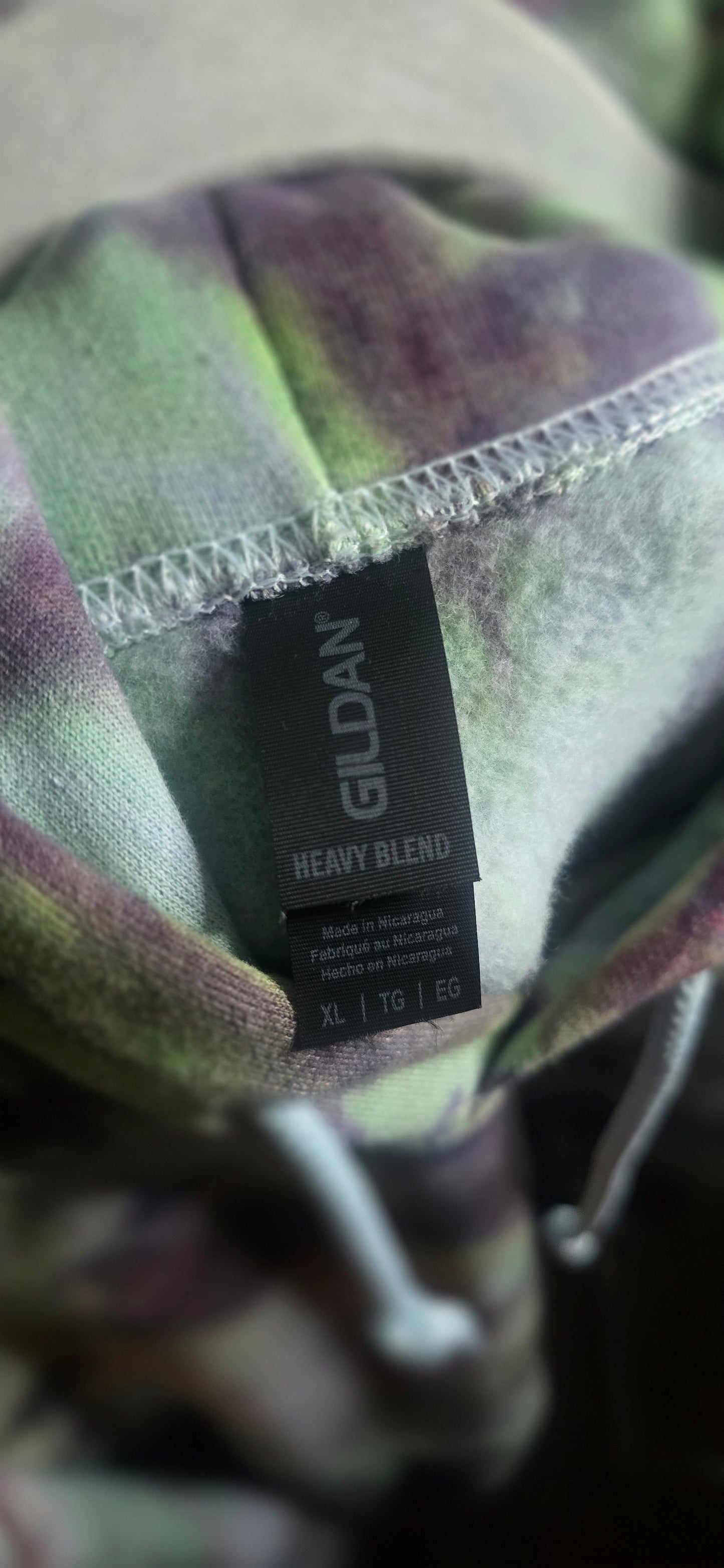 Gildan Tie Dye Pullover Hoodie XL Heavy Blend Green Purple Earth Tone Sweatshirt NEW