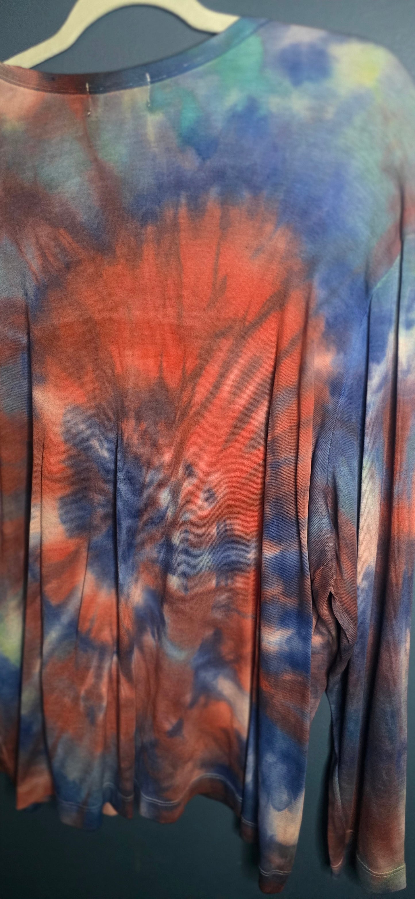 Lands’ End Tie Dye Button Front Cardigan Top Women’s 16W–18W Long Sleeve Multicolor