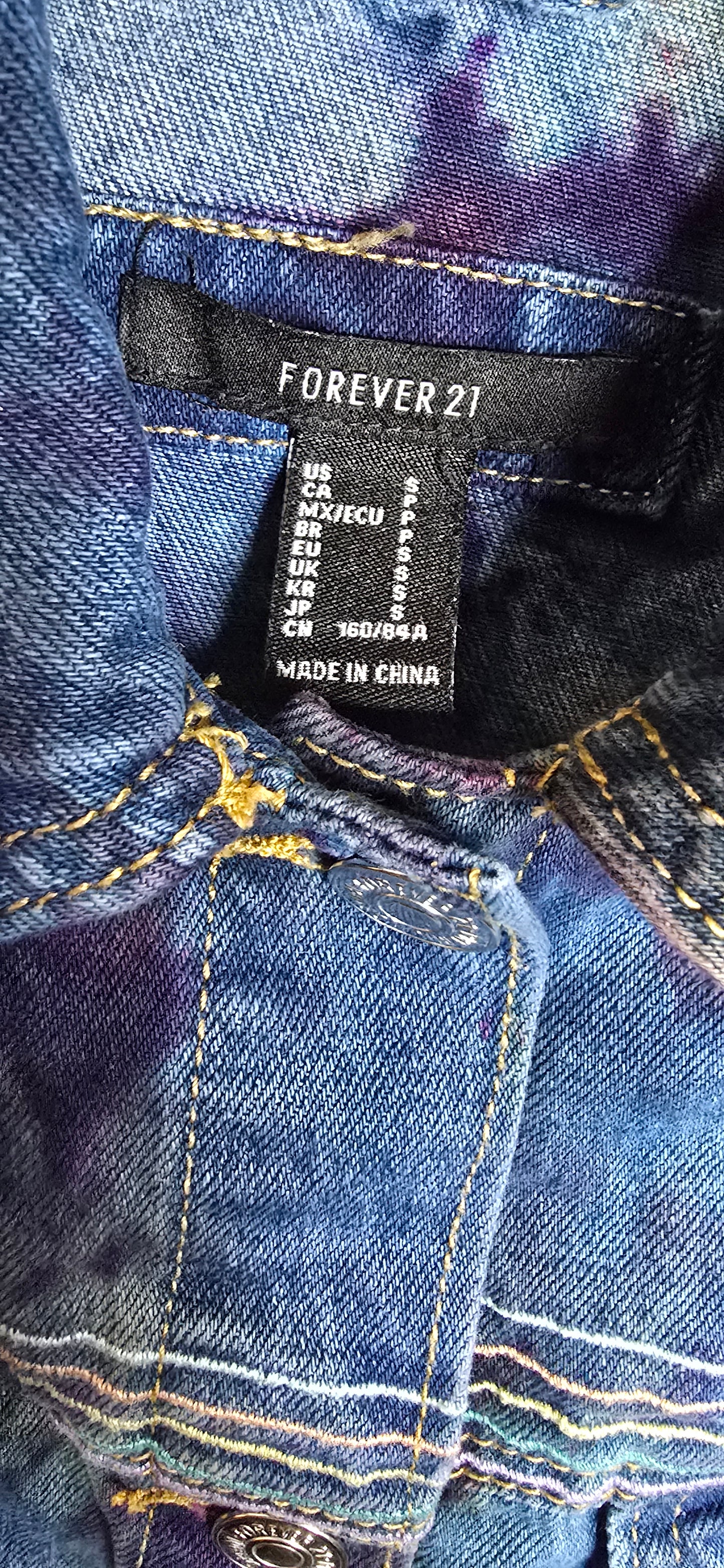 π Upcycled Tie-Dye Cropped Denim Jacket β Size Small