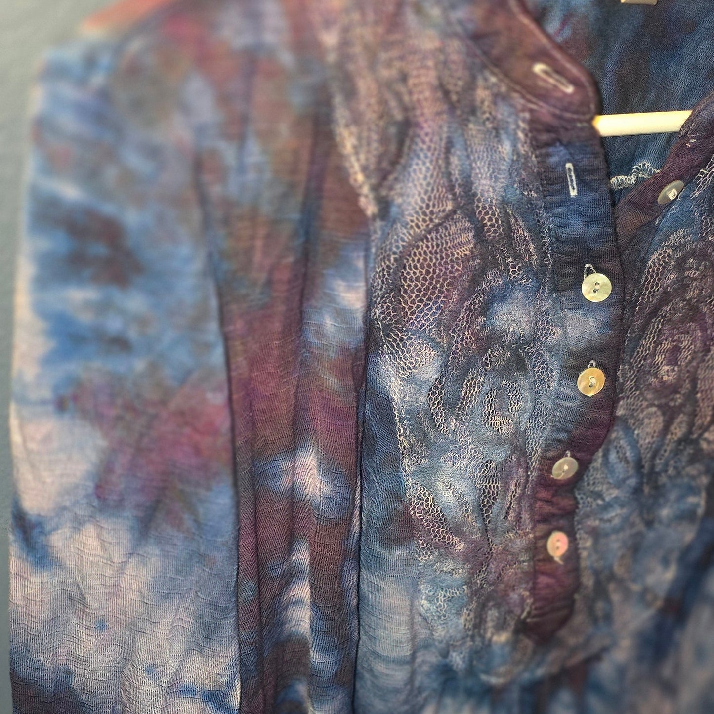 Upcycled - NY Collection Lace-Front Tie-Dye Blouse – Size Small