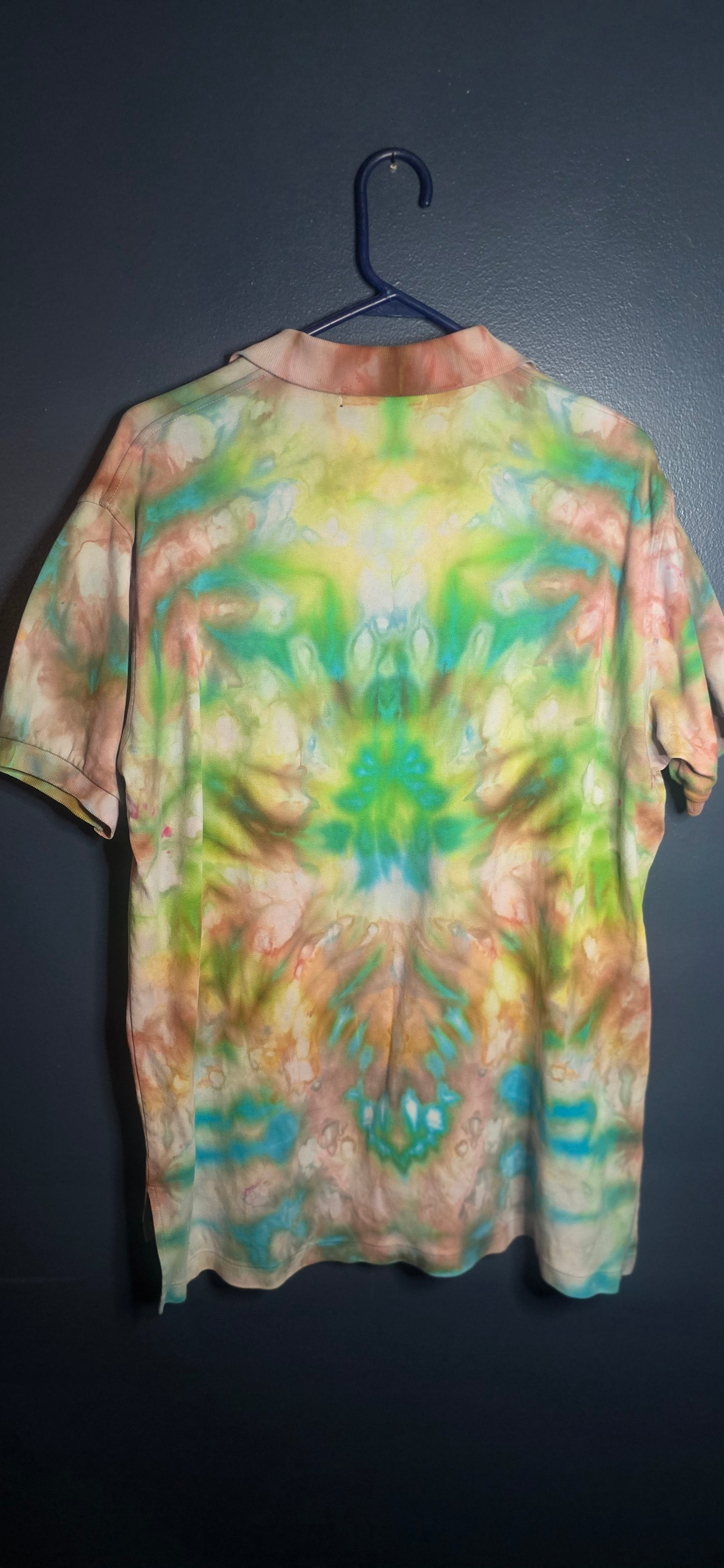 🌿 Earth-Toned Psychedelic Polo – John Ashford – Size XL