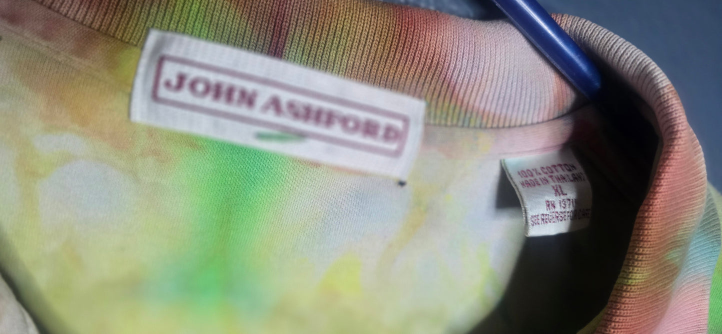 🌿 Earth-Toned Psychedelic Polo – John Ashford – Size XL