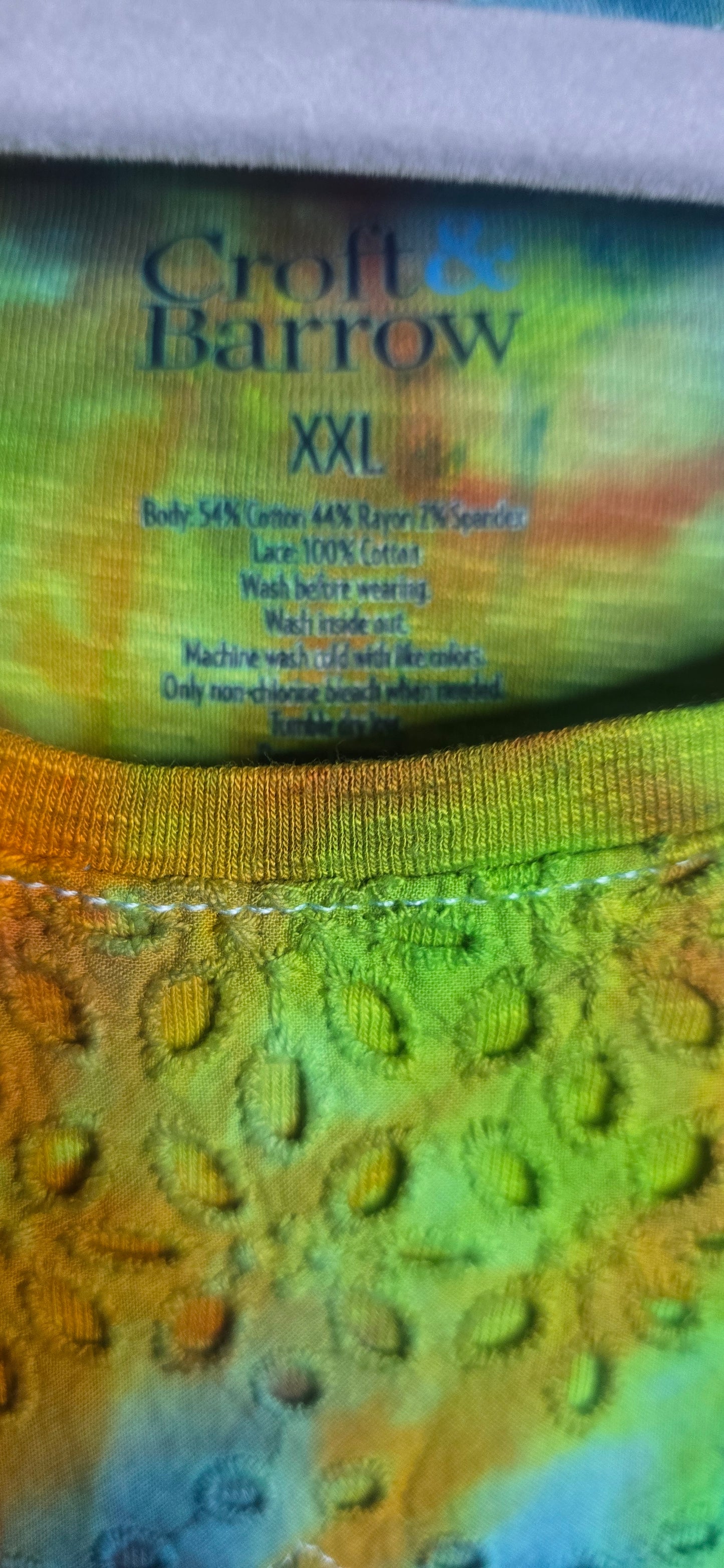 🌈 SUNBURST EYELET RAINBOW TIE-DYE TOP — SIZE XXL