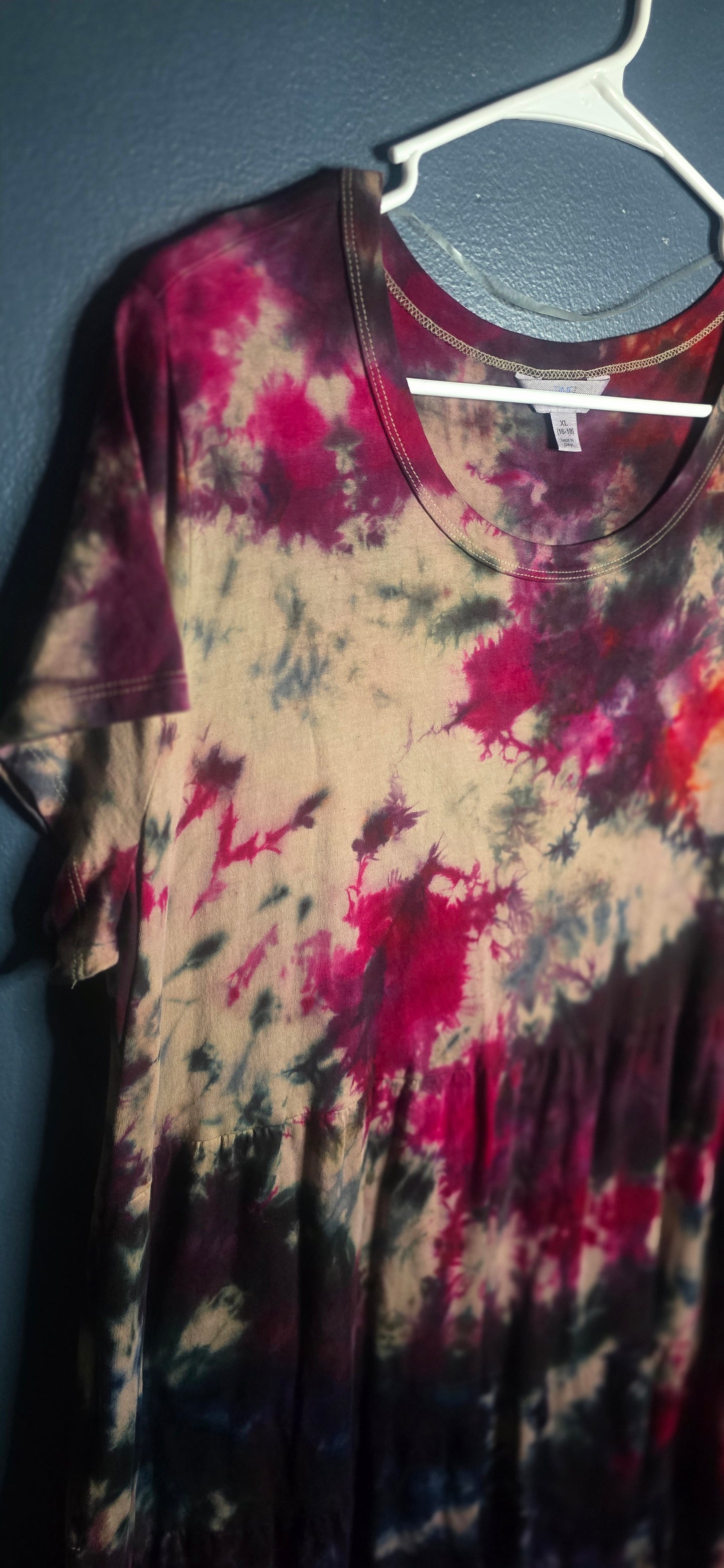 Time and Tru Tie Dye Babydoll Dress XL 16–18 Short Sleeve Multicolor