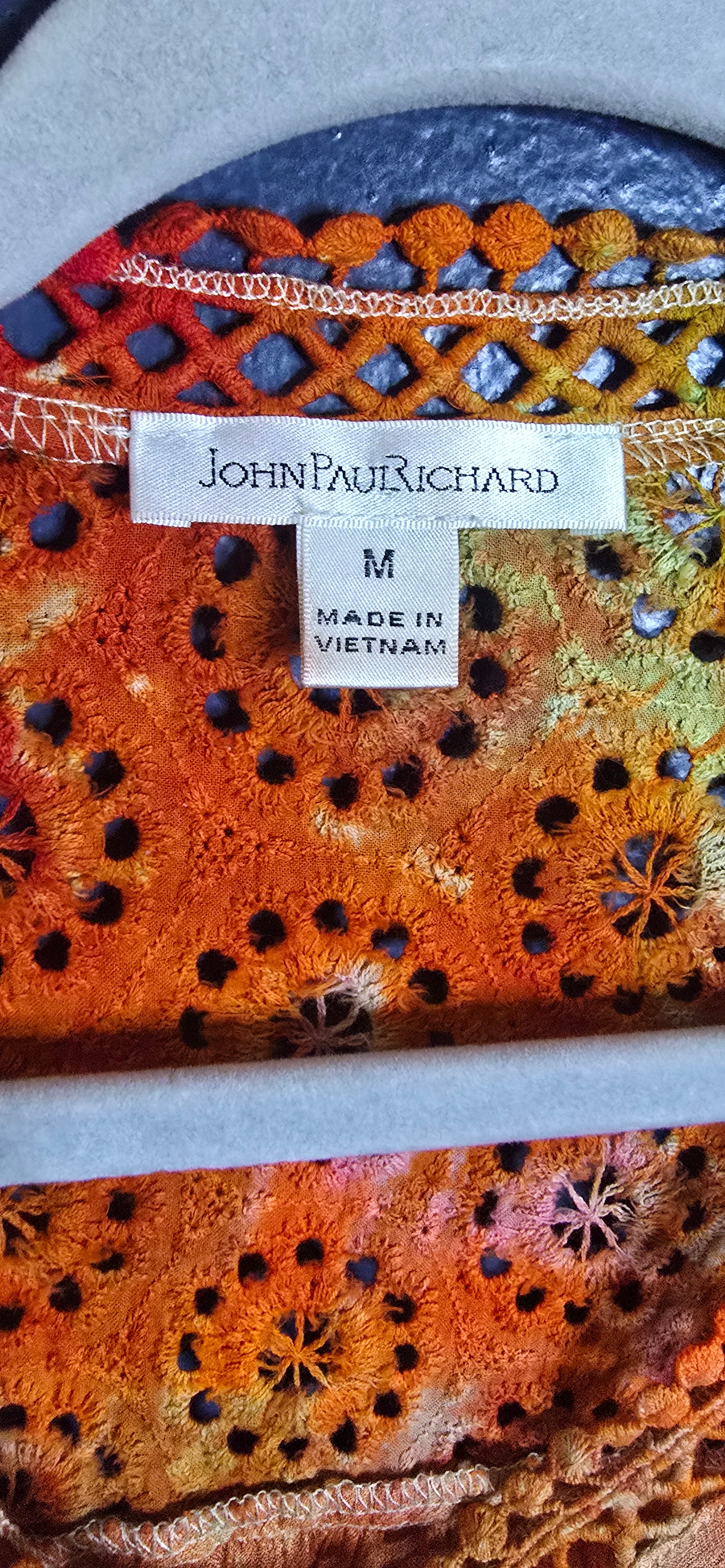 🔥 Sunburst Boho Lace Blouse – John Paul Richard Medium – $45