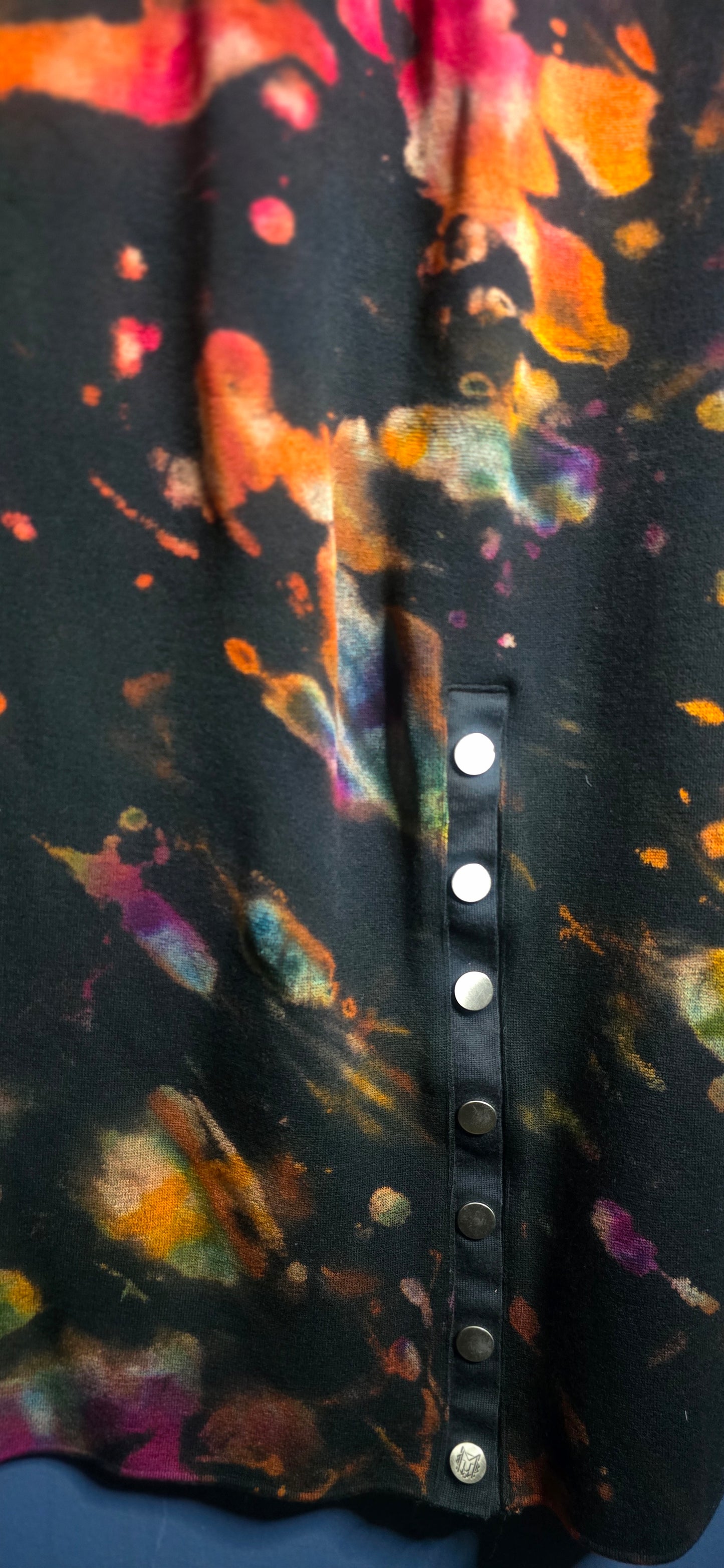 Marsté Tie Dye Henley Dress Top Black Multicolor Size 16–18 Modal Stretch XL