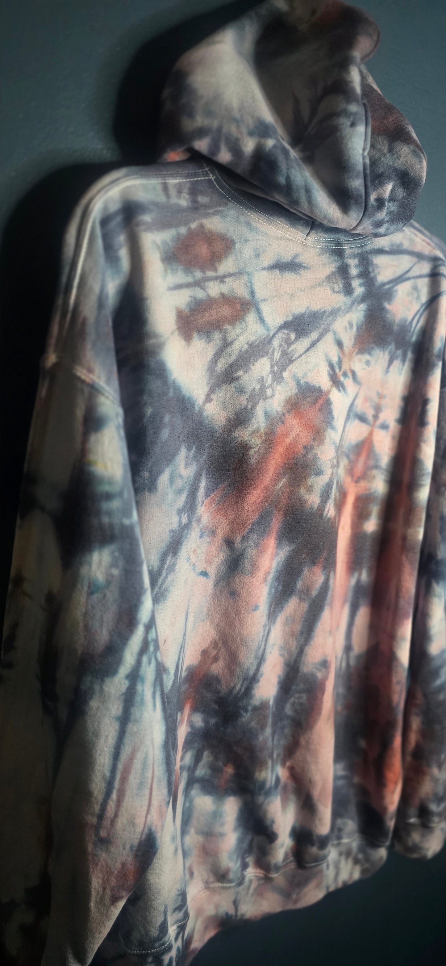 Gildan Tie Dye Pullover Hoodie XL Heavy Blend Green Purple Earth Tone Sweatshirt NEW