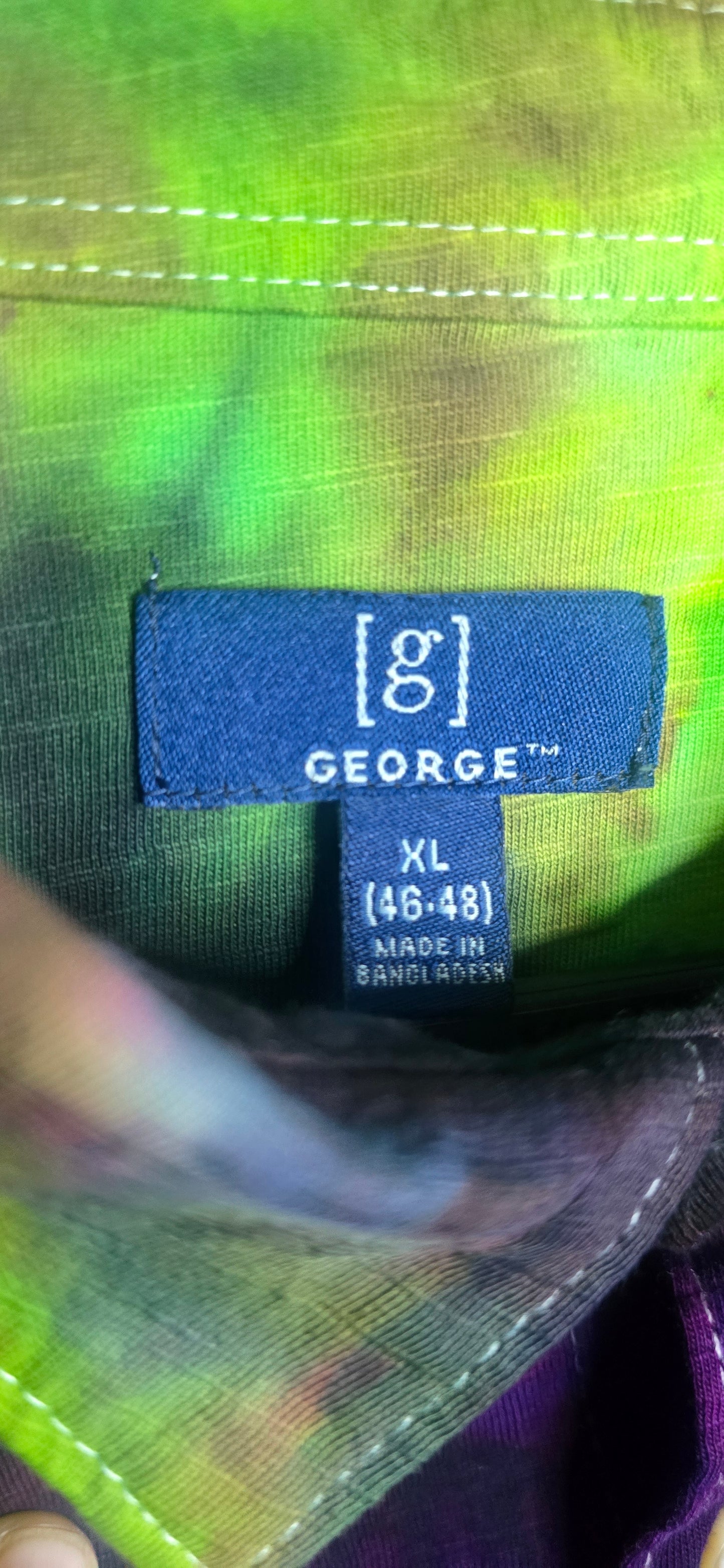 George Tie Dye Button Front Shirt XL 46–48 Short Sleeve Collared Multicolor
