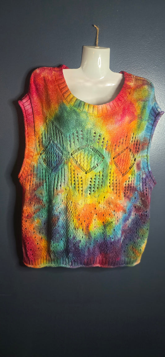 🌈 RAINBOW DREAM KNIT VEST — SIZE 2X (Ophelia Roe)
