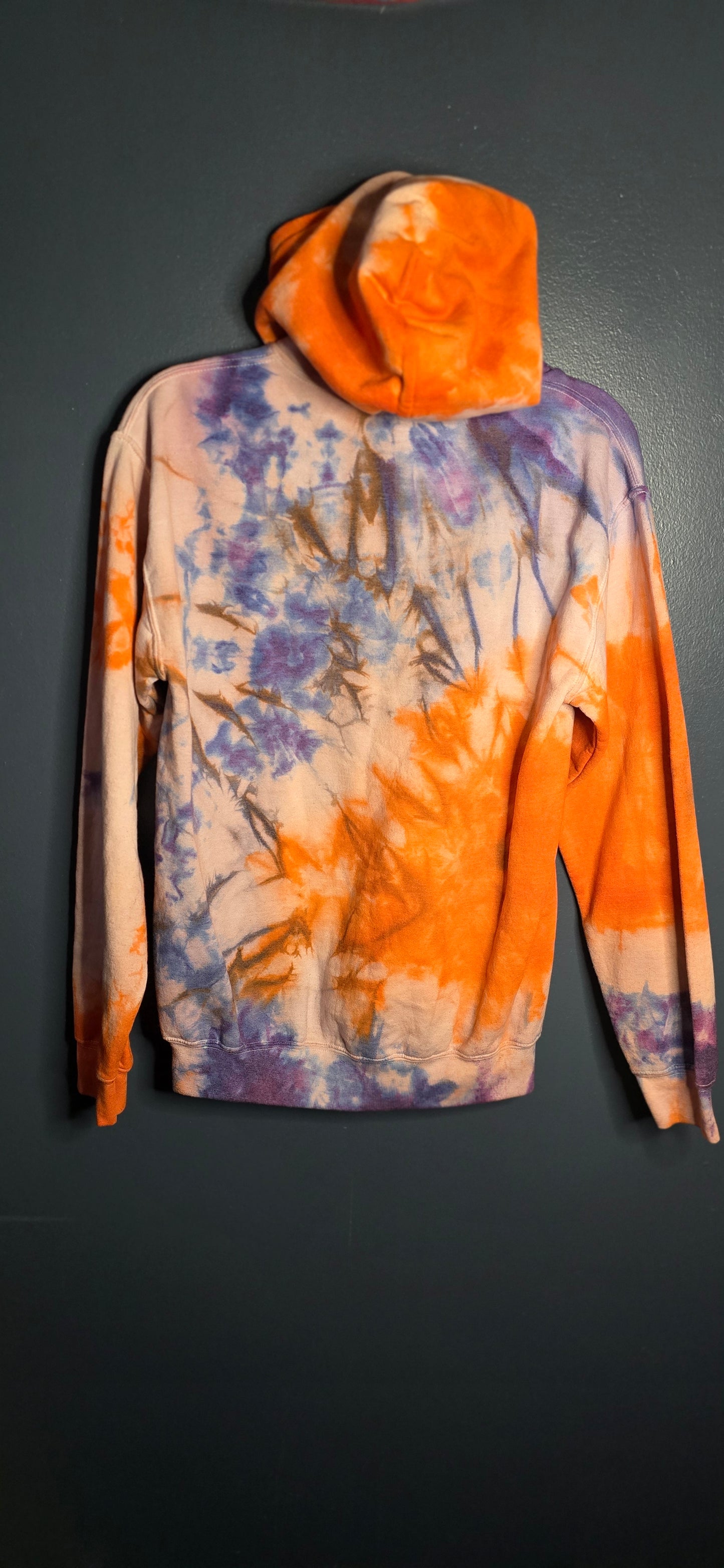 🌀 Hand-Dyed Orange + Purple Hoodie (Size Small)