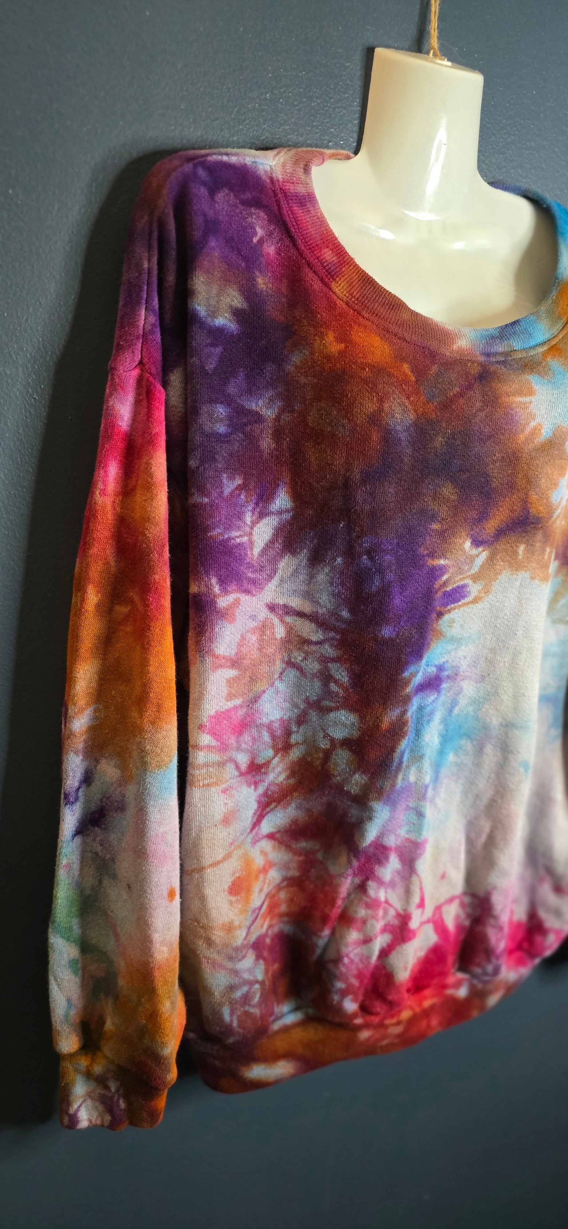 Upcycled hemp cotton sweater hand dyed in earth tones size M