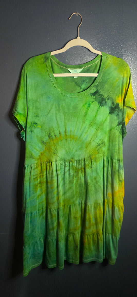 🌿 Hand-Dyed Tiered Dress – Size XXL (20)