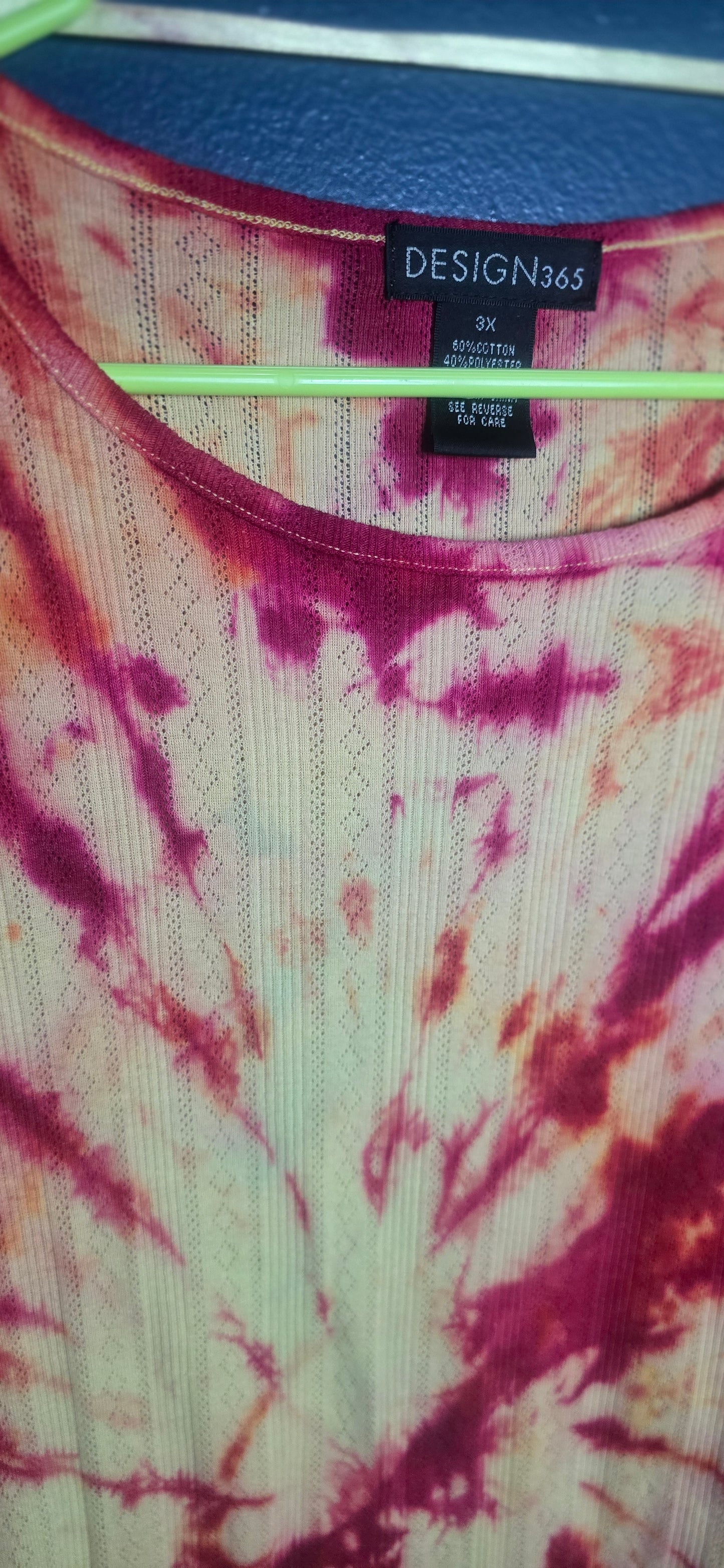 🌼 Hand-Dyed Design365 Puff-Sleeve Top – Size 3X