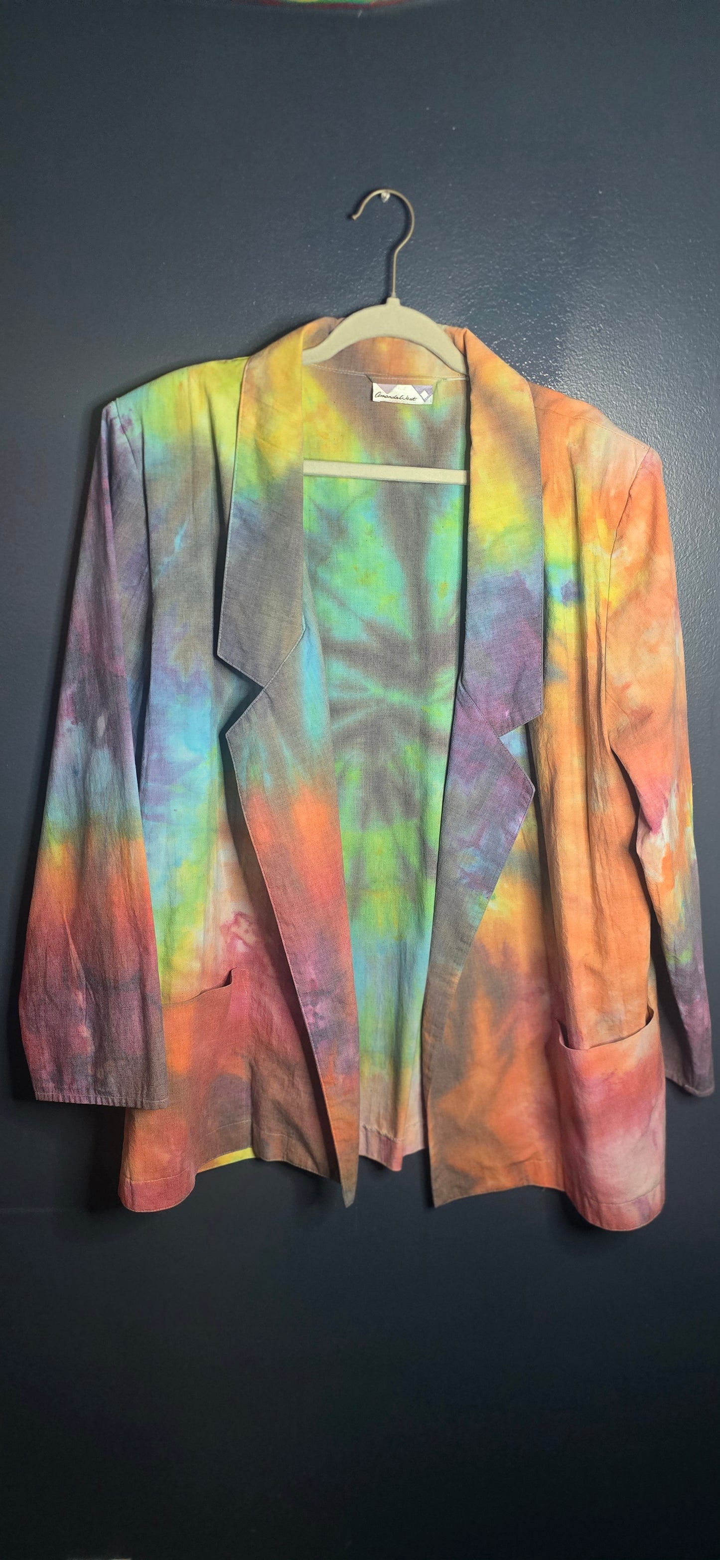 🌈 Watercolor Tie-Dye Amanda West Blazer – Size Large