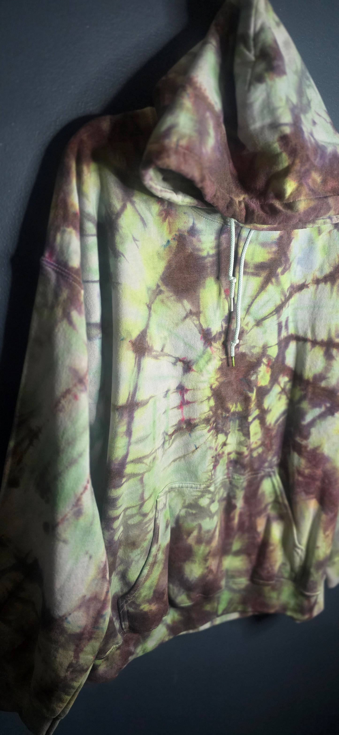 Gildan Tie Dye Pullover Hoodie XL Heavy Blend Green Purple Earth Tone Sweatshirt NEW