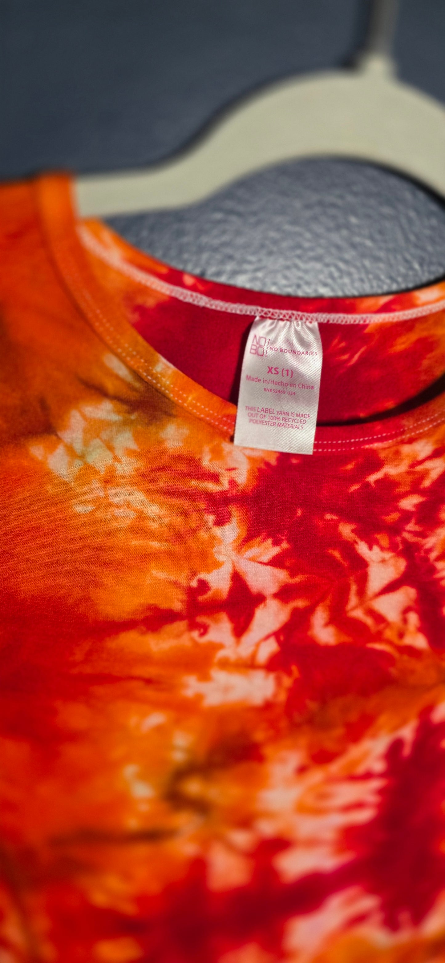 🌀 Hand-Dyed Flame Burst Cinched Tee (Size XS)