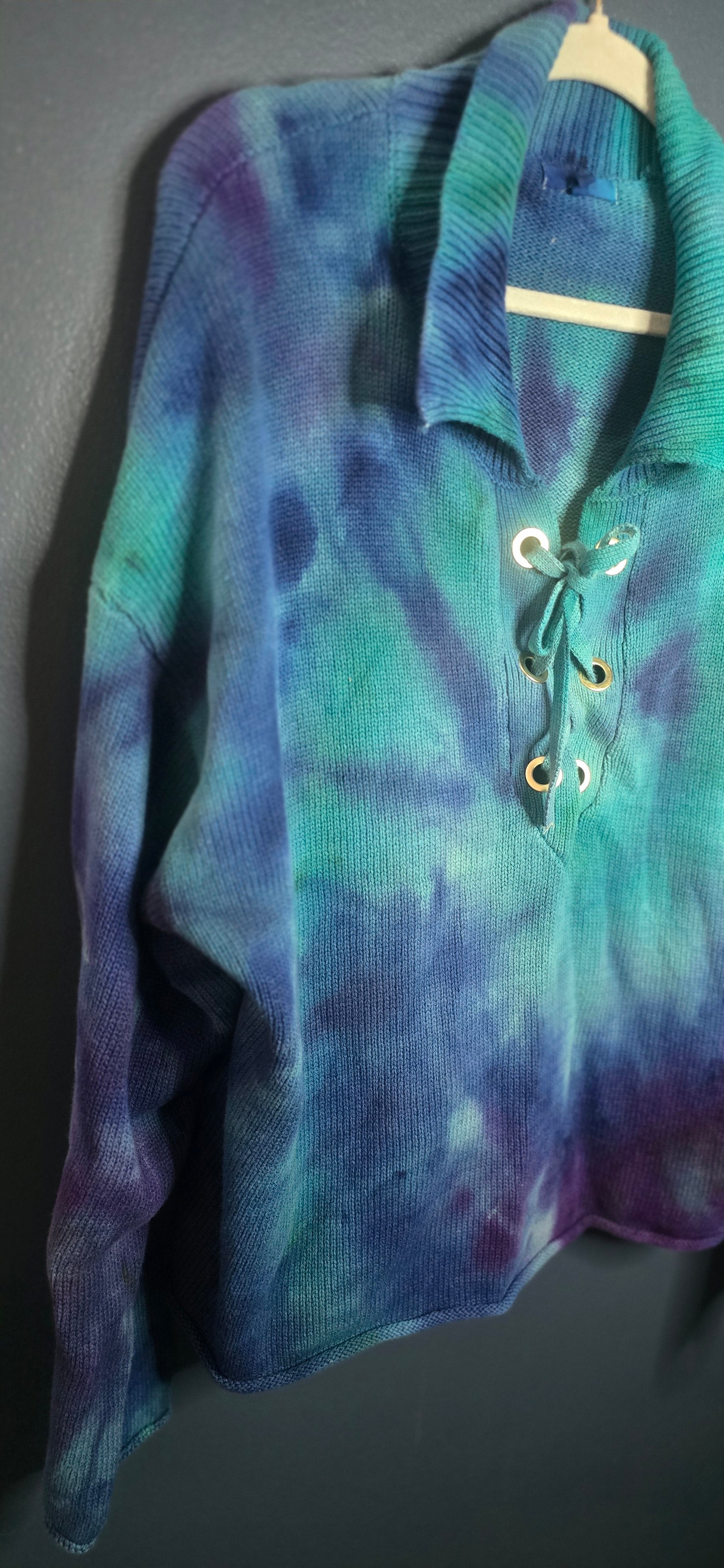 Maurices Lace-Up Waffle Knit Pullover – Size 2XL 💙💜