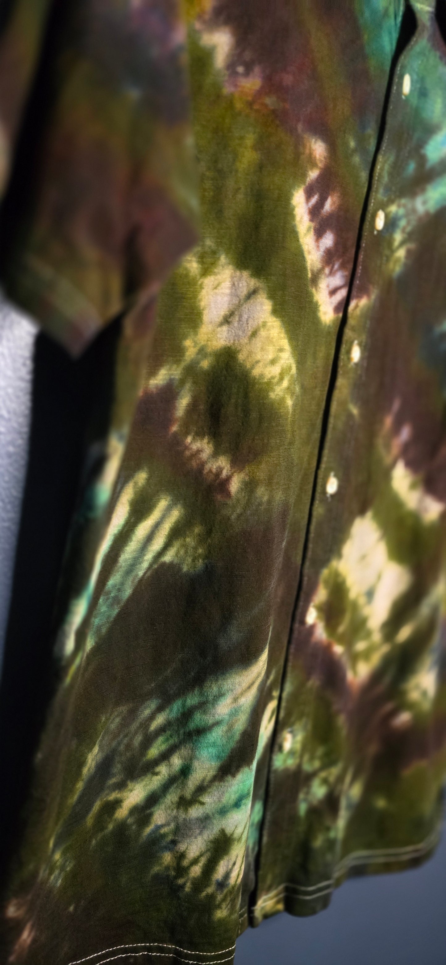 🌀 Hand-Dyed Forest Storm Button-Up (Size Small)