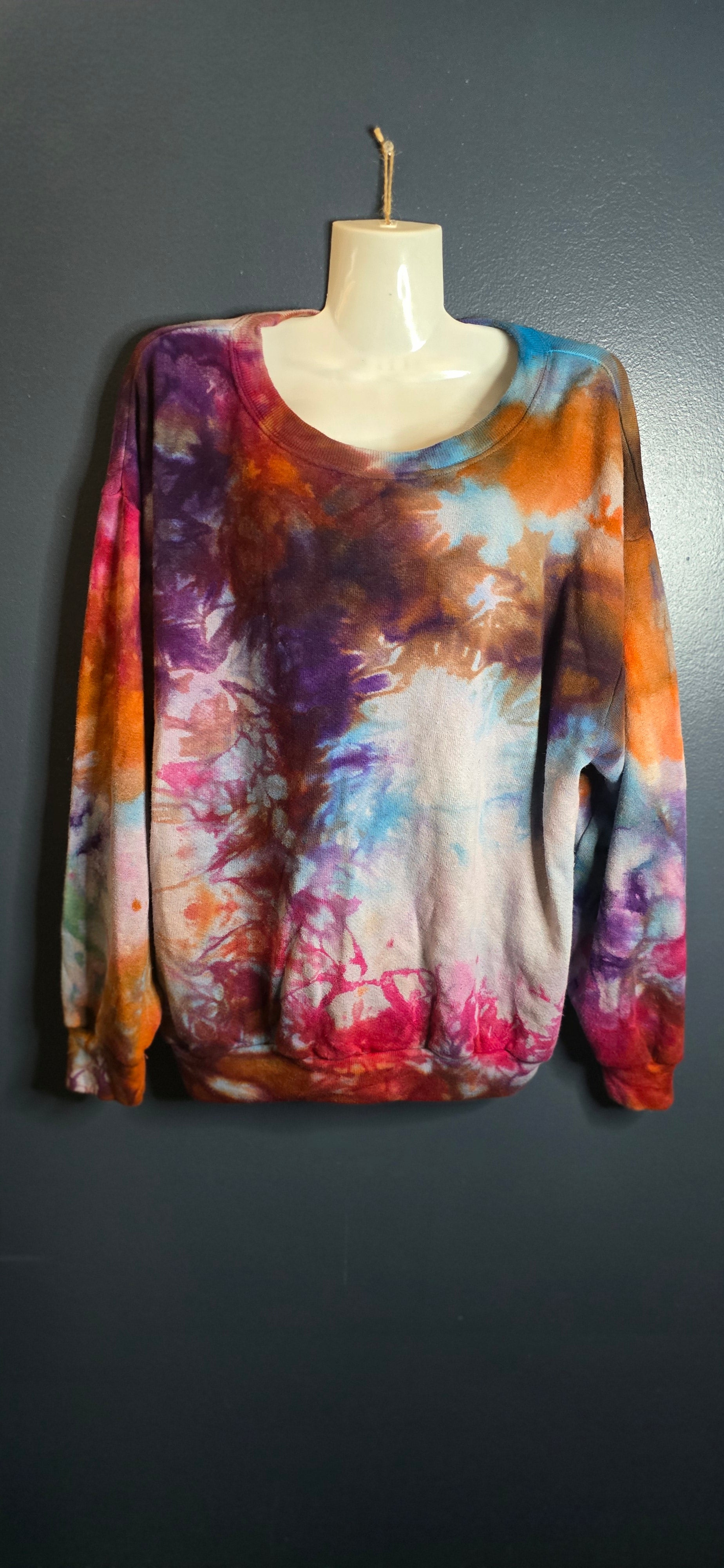 Upcycled hemp cotton sweater hand dyed in earth tones size M