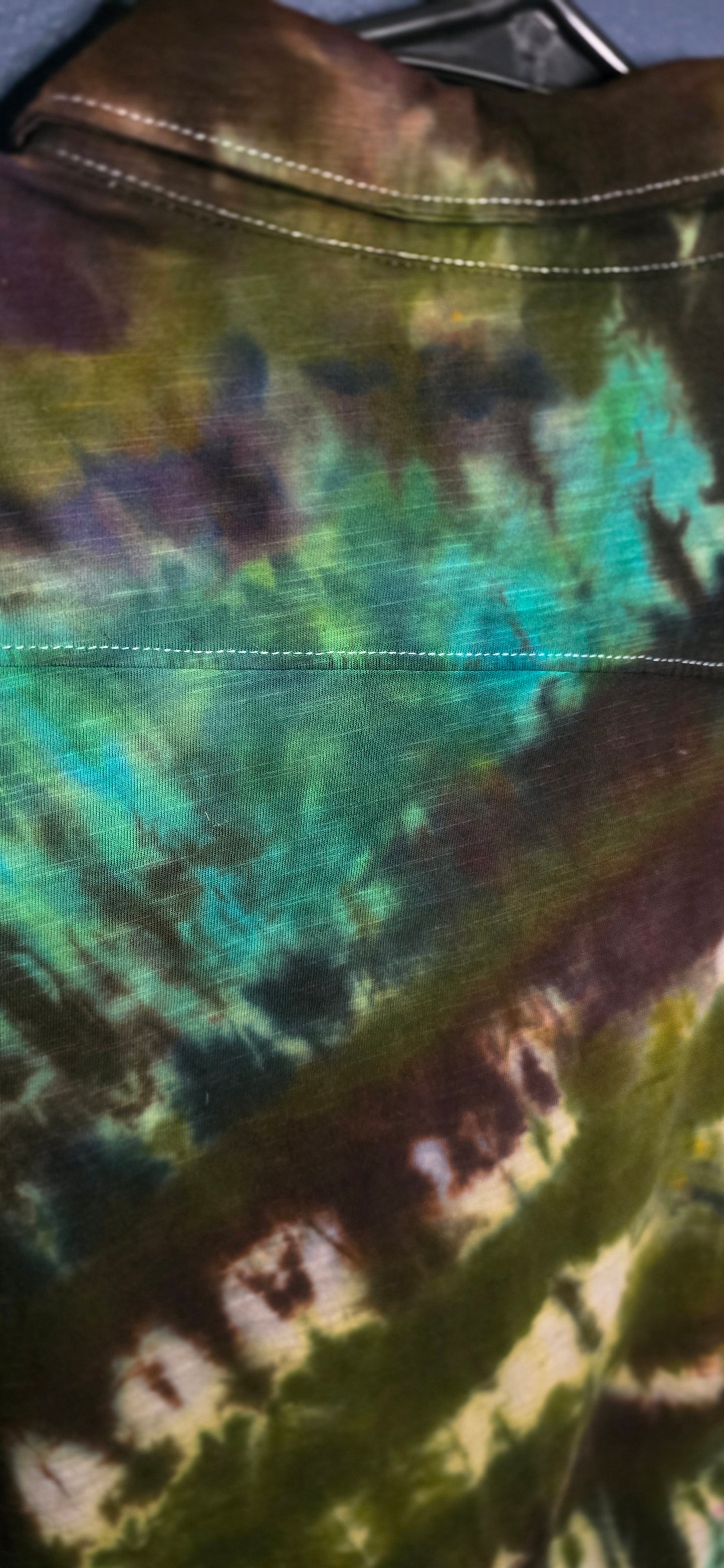 🌀 Hand-Dyed Forest Storm Button-Up (Size Small)