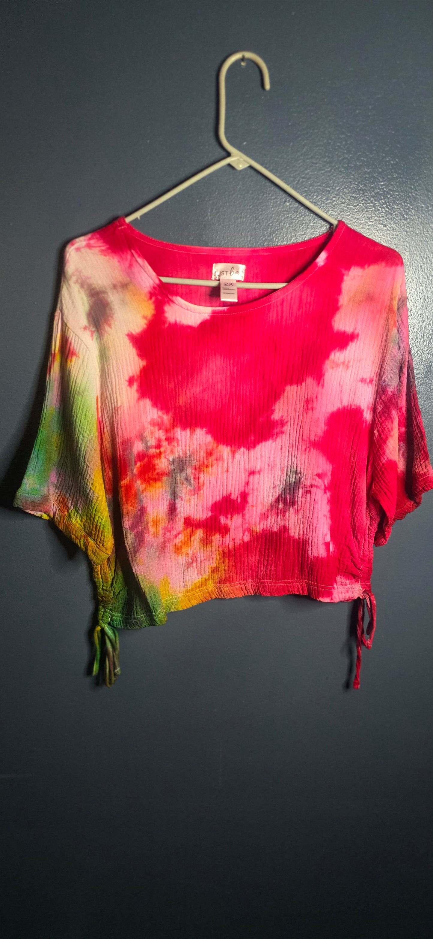 🌈 Hand-Dyed Gauze Crop Top – Size 2X