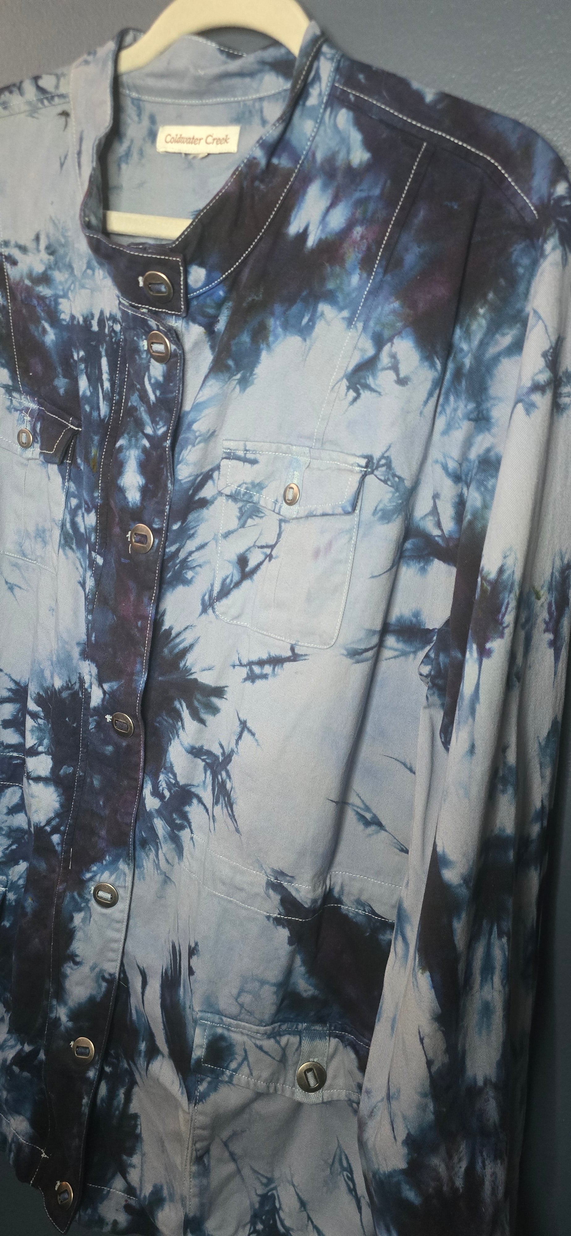 Upcycled Coldwater Creek Utility Jacket – Size 3XL 💙🖤