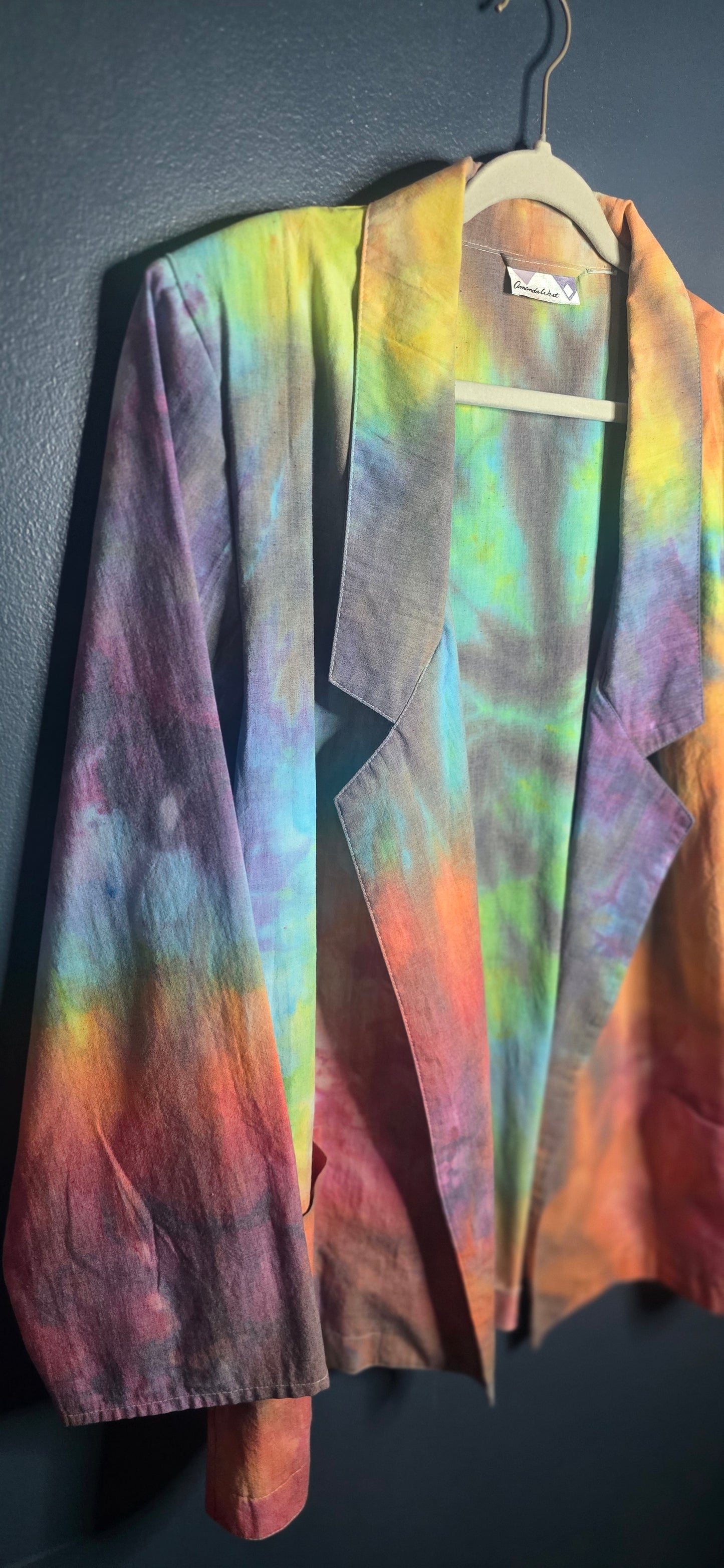 🌈 Watercolor Tie-Dye Amanda West Blazer – Size Large