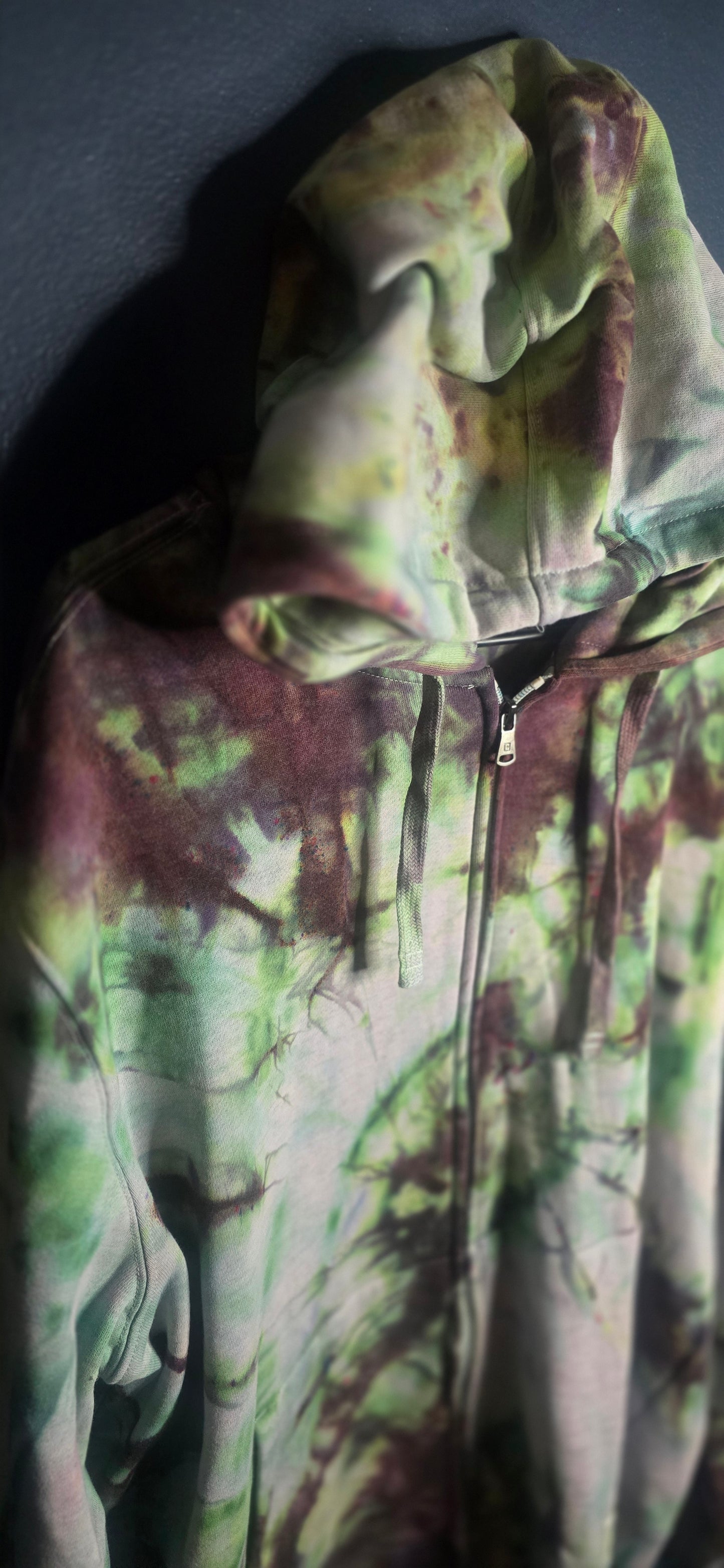 Chaps Tie Dye Zip Up Hoodie XL Green Purple Brown Everyday Fleece Jacket NEW