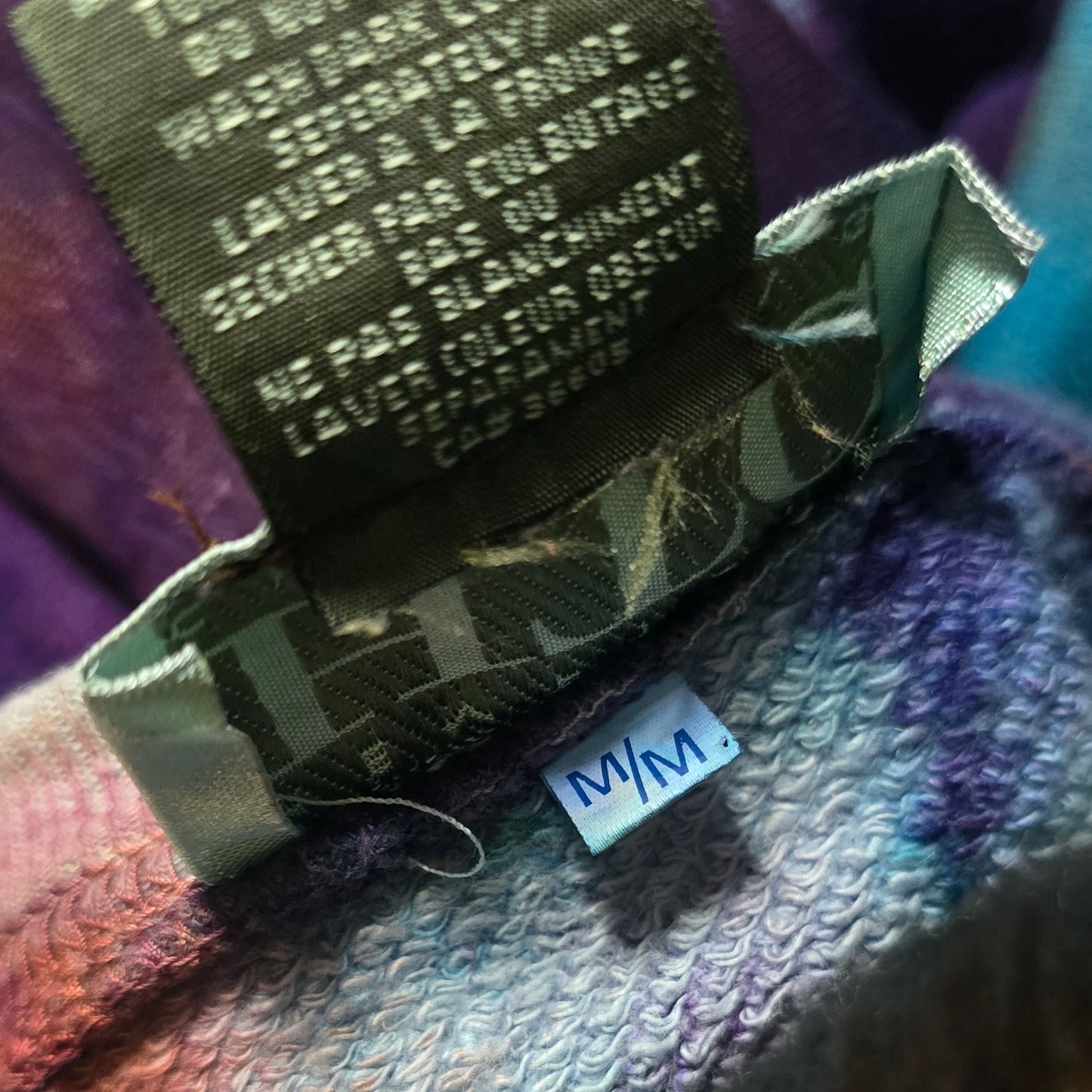 Upcycled hemp cotton sweater hand dyed in earth tones size M