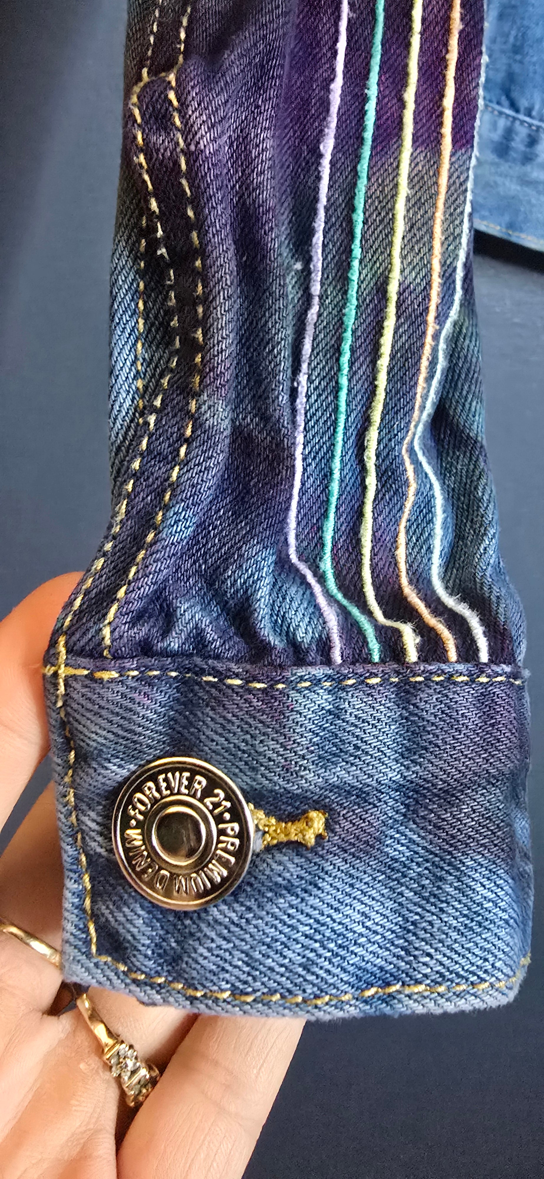 🌈 Upcycled Tie-Dye Cropped Denim Jacket – Size Small