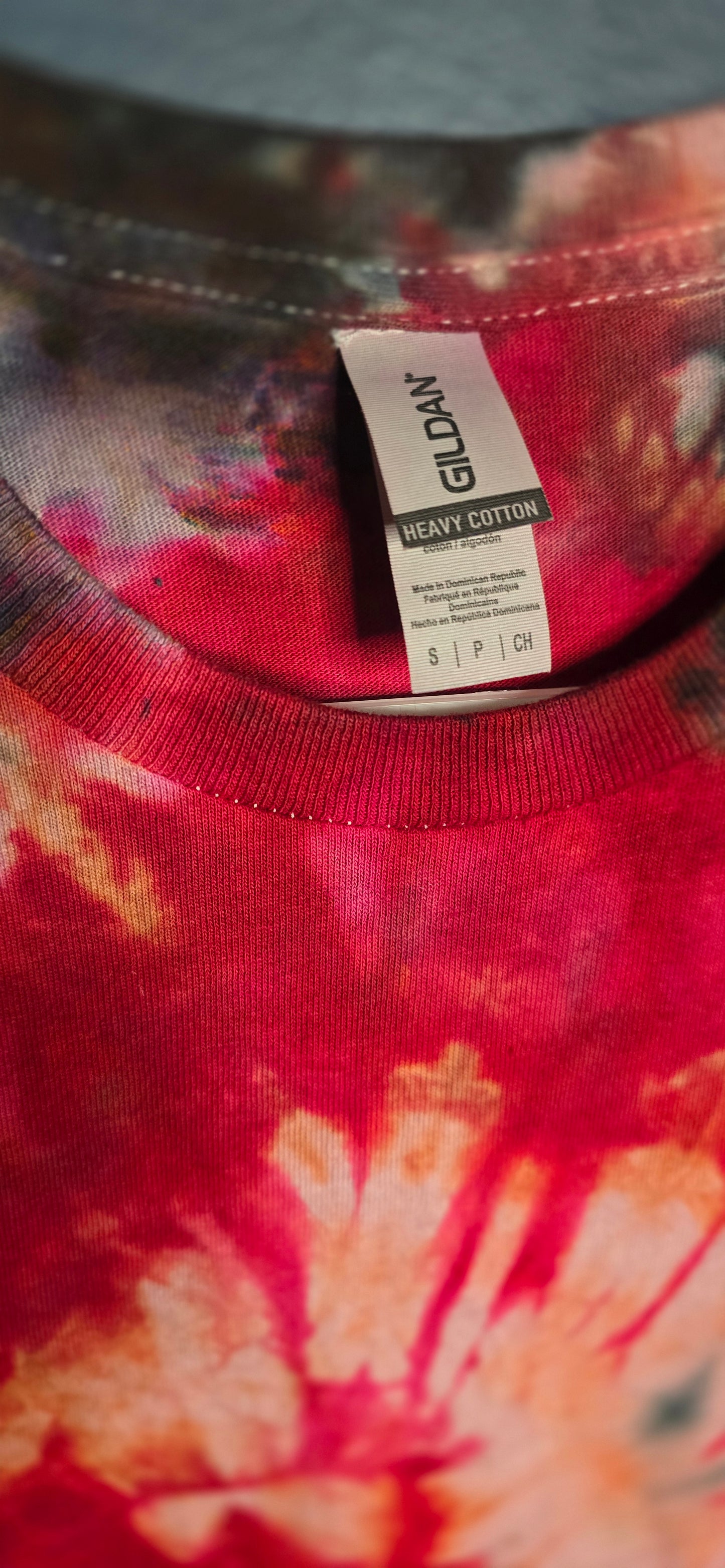 🌀 Hand-Dyed Red Black + Sand Spiral Tee (Size Small)