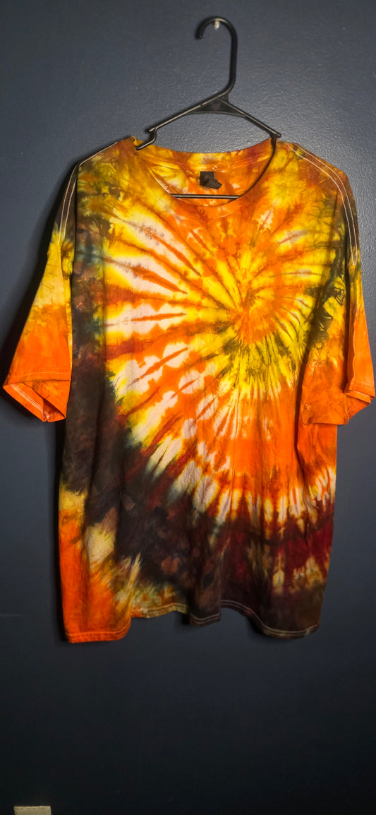 🌀 Hand-Dyed Autumn Blaze Tee (Size 2XL)