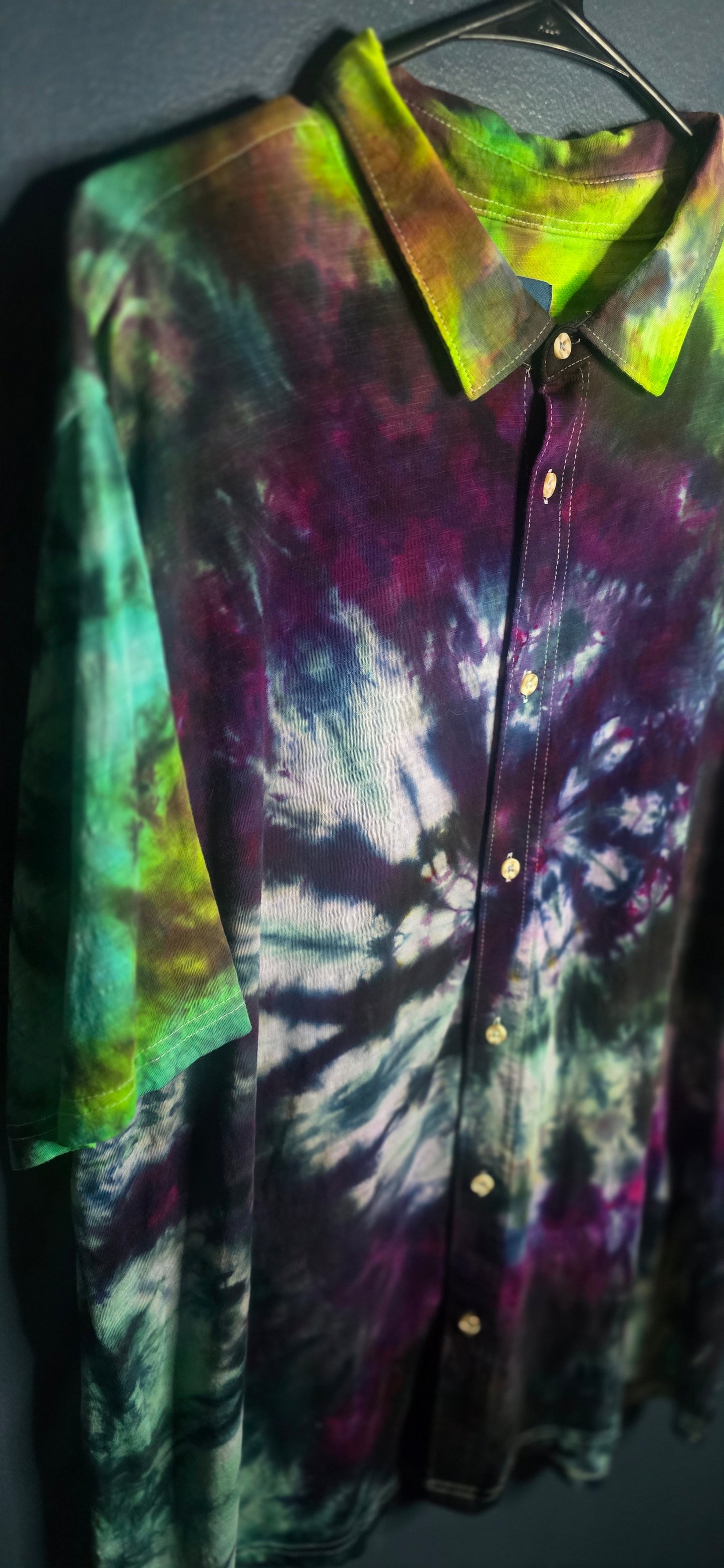 George Tie Dye Button Front Shirt XL 46–48 Short Sleeve Collared Multicolor