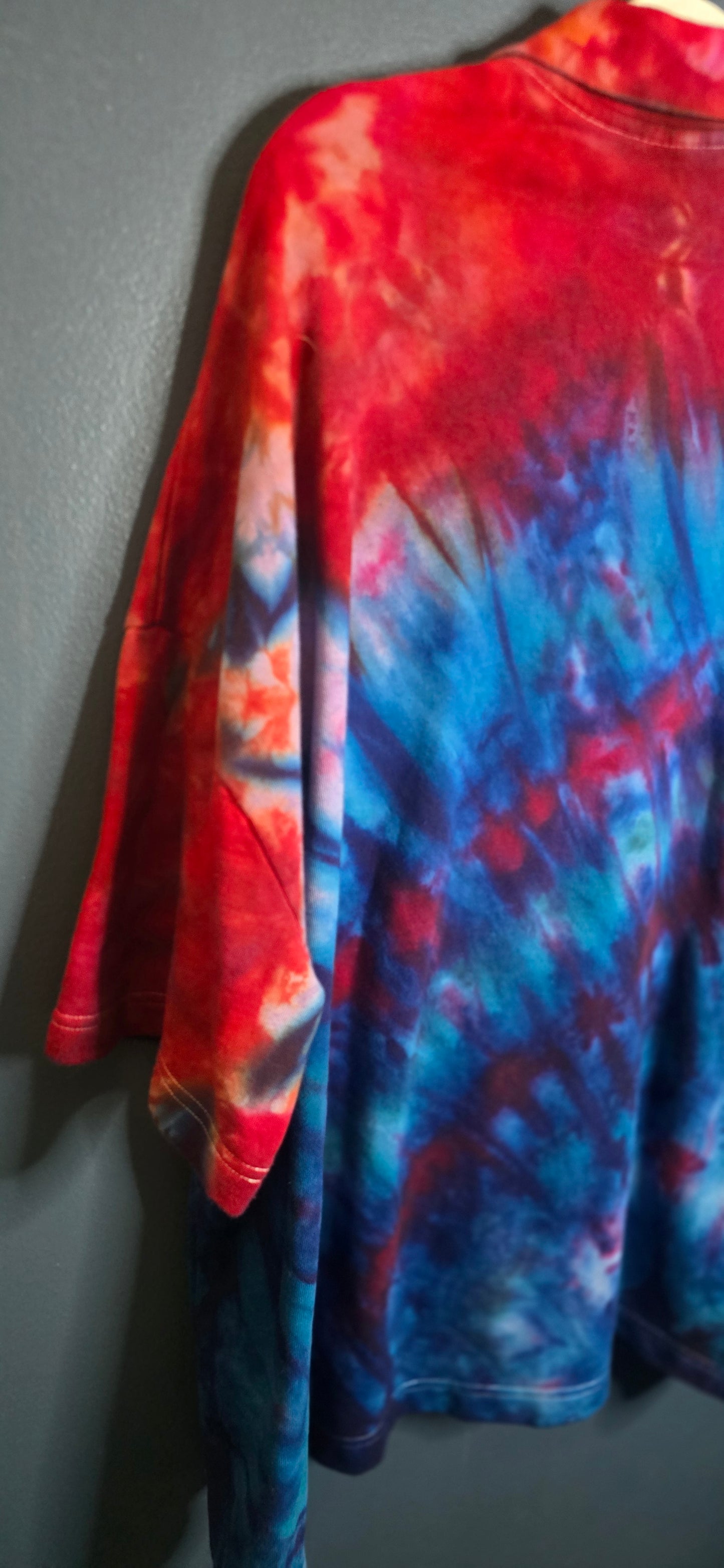 🌈 Upcycled Tie-Dye Oversized Polo – Size Large