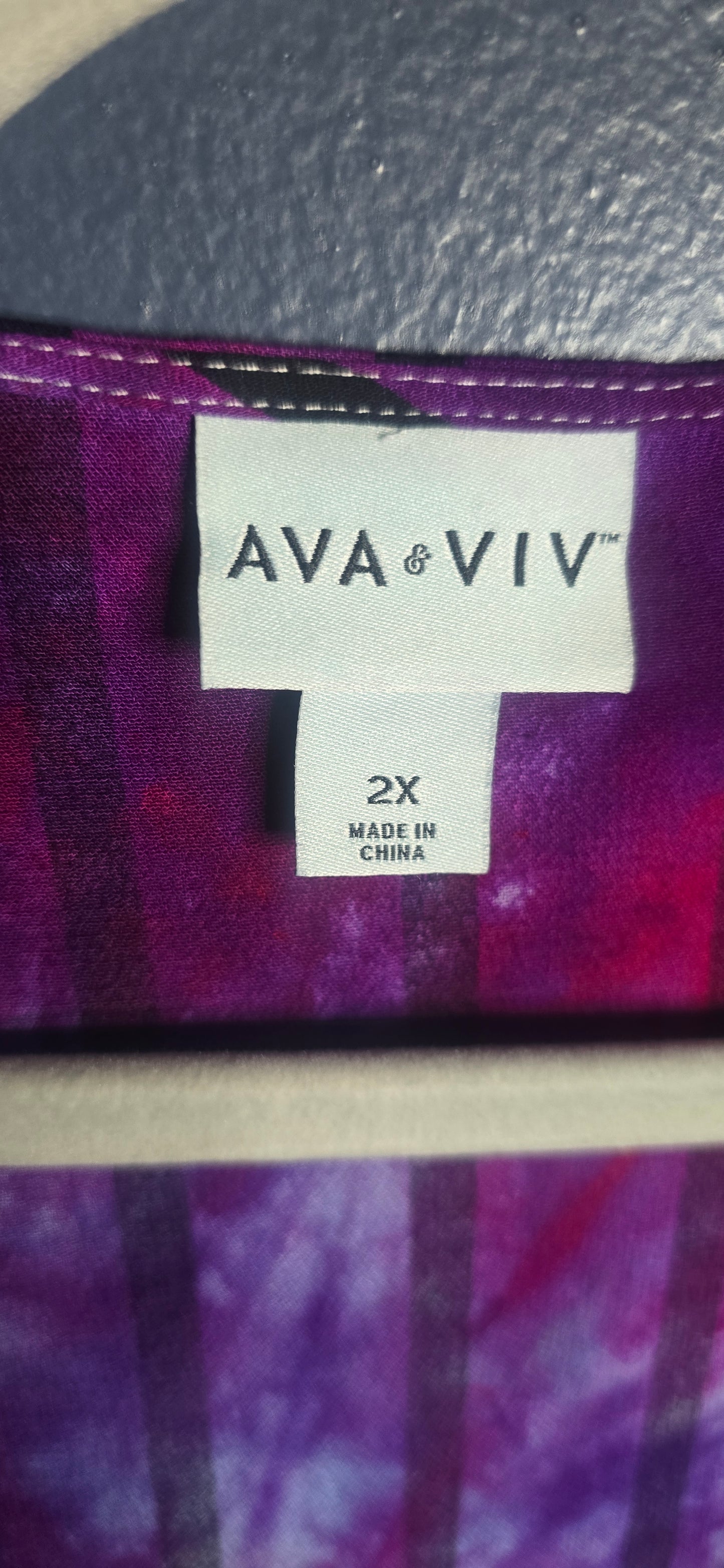 💜 COSMIC WATERCOLOR STRIPED TIE-DYE TOP — SIZE 2X (AVA & VIV)