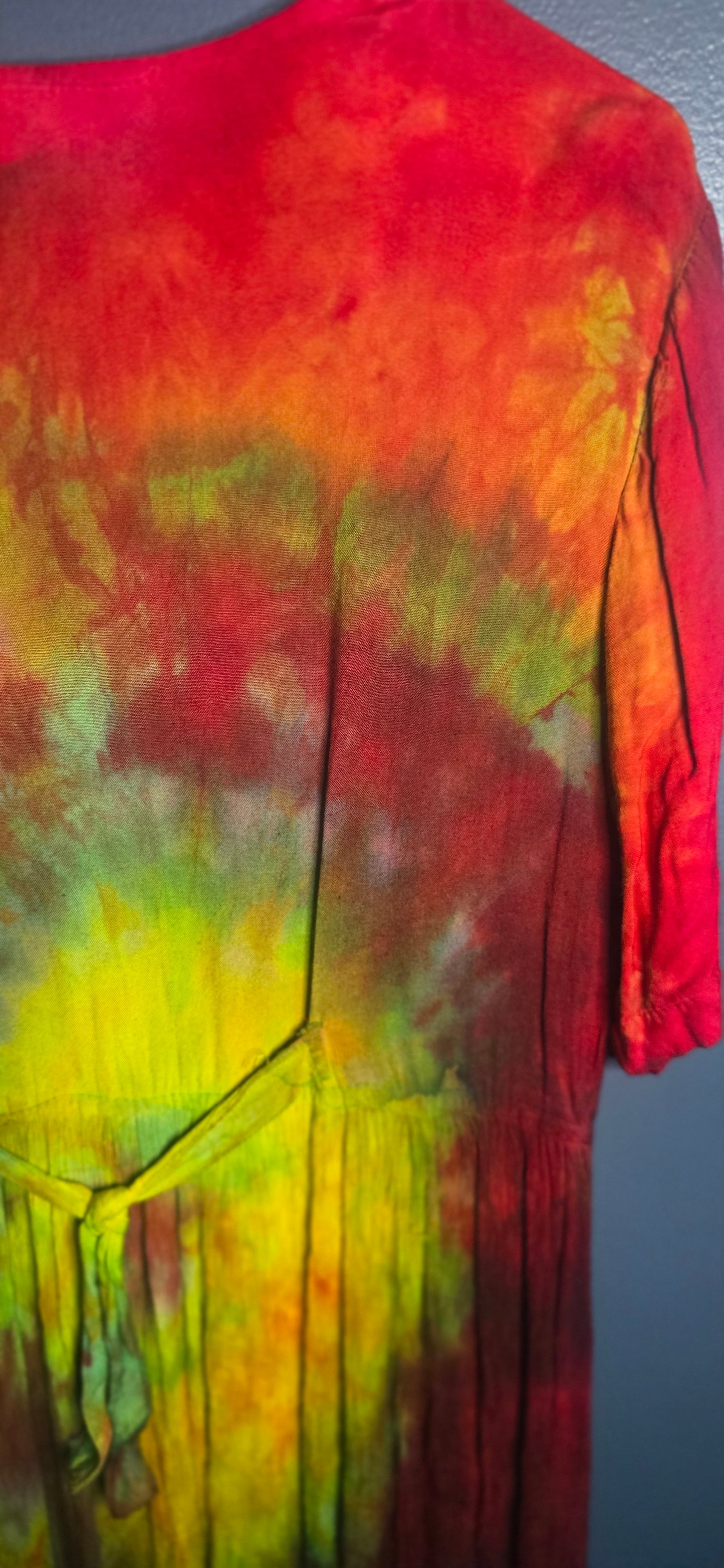 Vintage Select Tie Dye Maxi Dress XL Women’s Button Front Rayon Multicolor