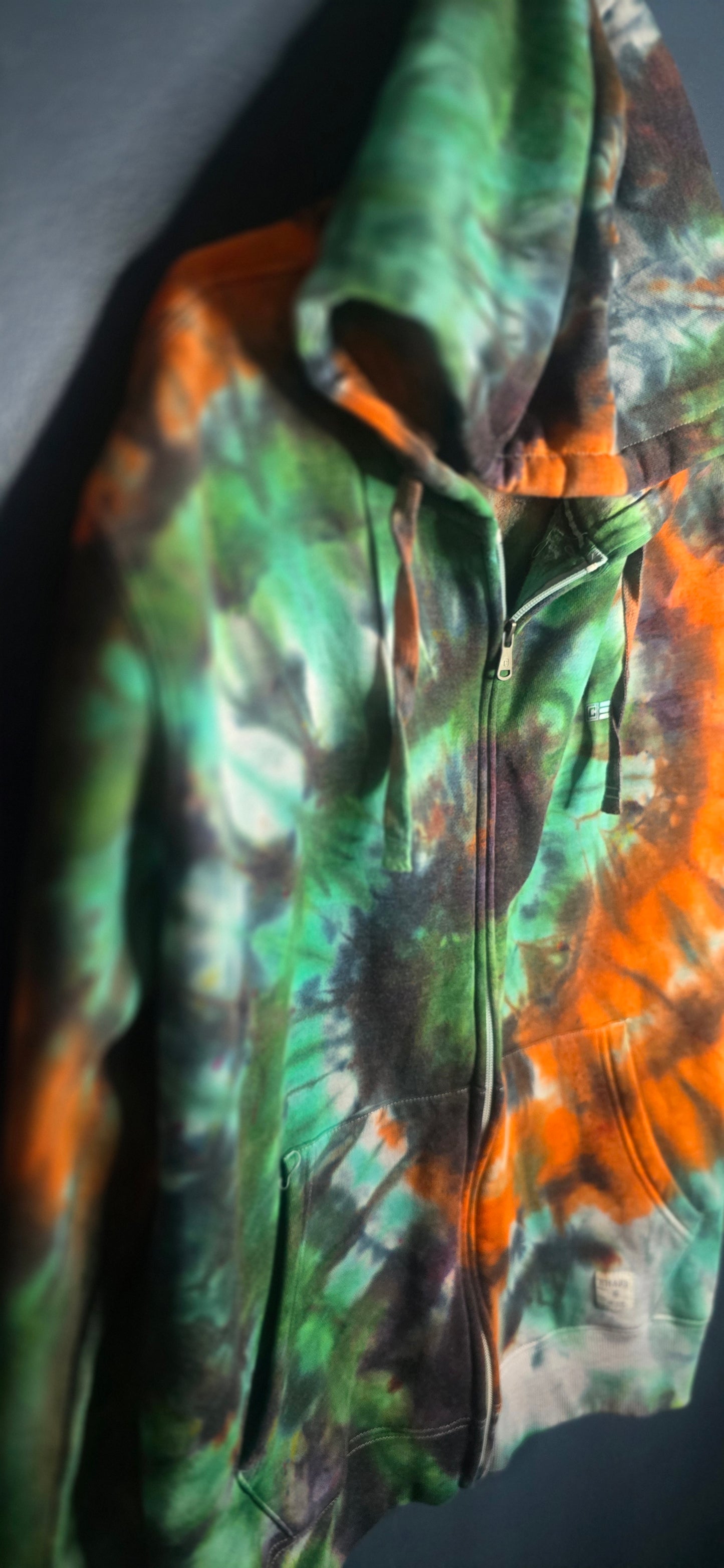 🔥 Hand-Dyed Chaps Zip Hoodie – Size Large