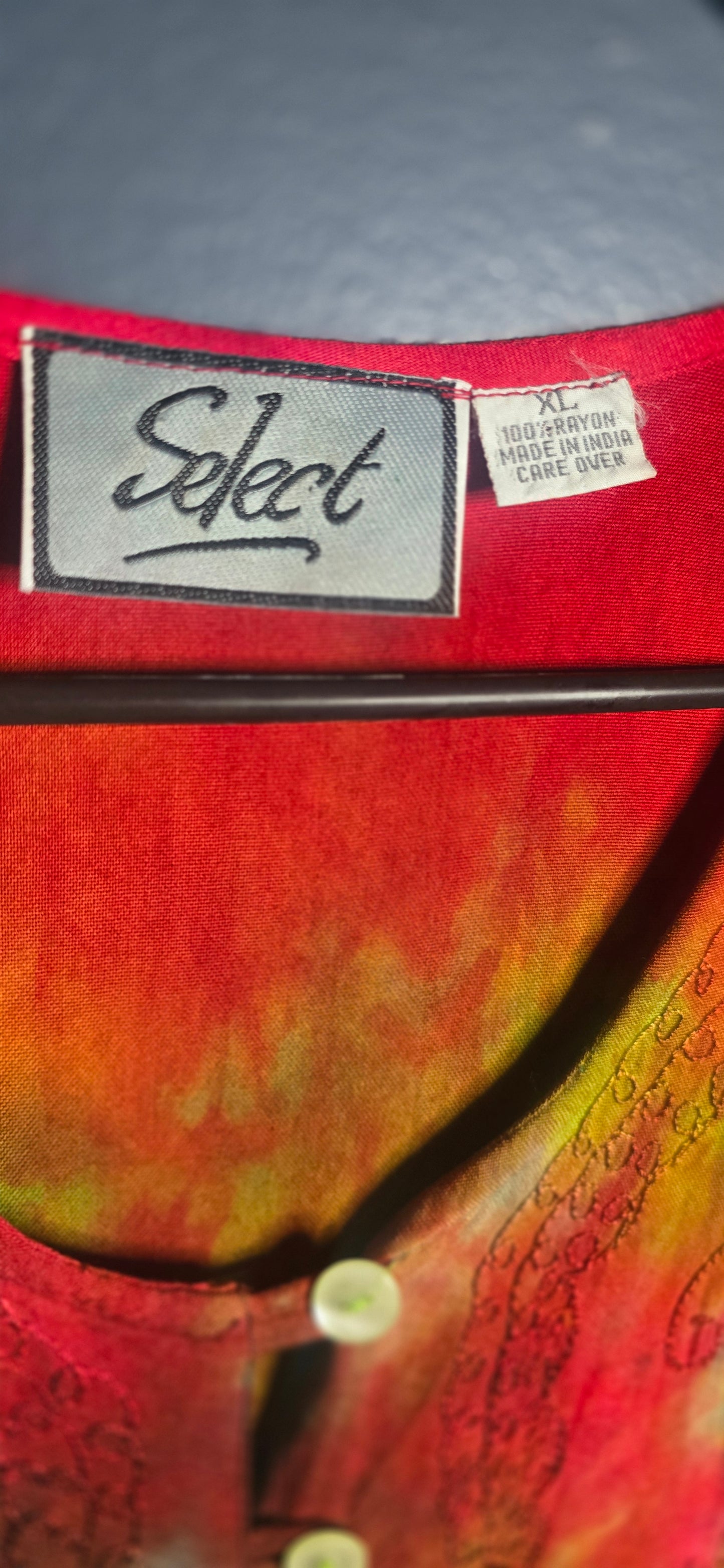 Vintage Select Tie Dye Maxi Dress XL Women’s Button Front Rayon Multicolor