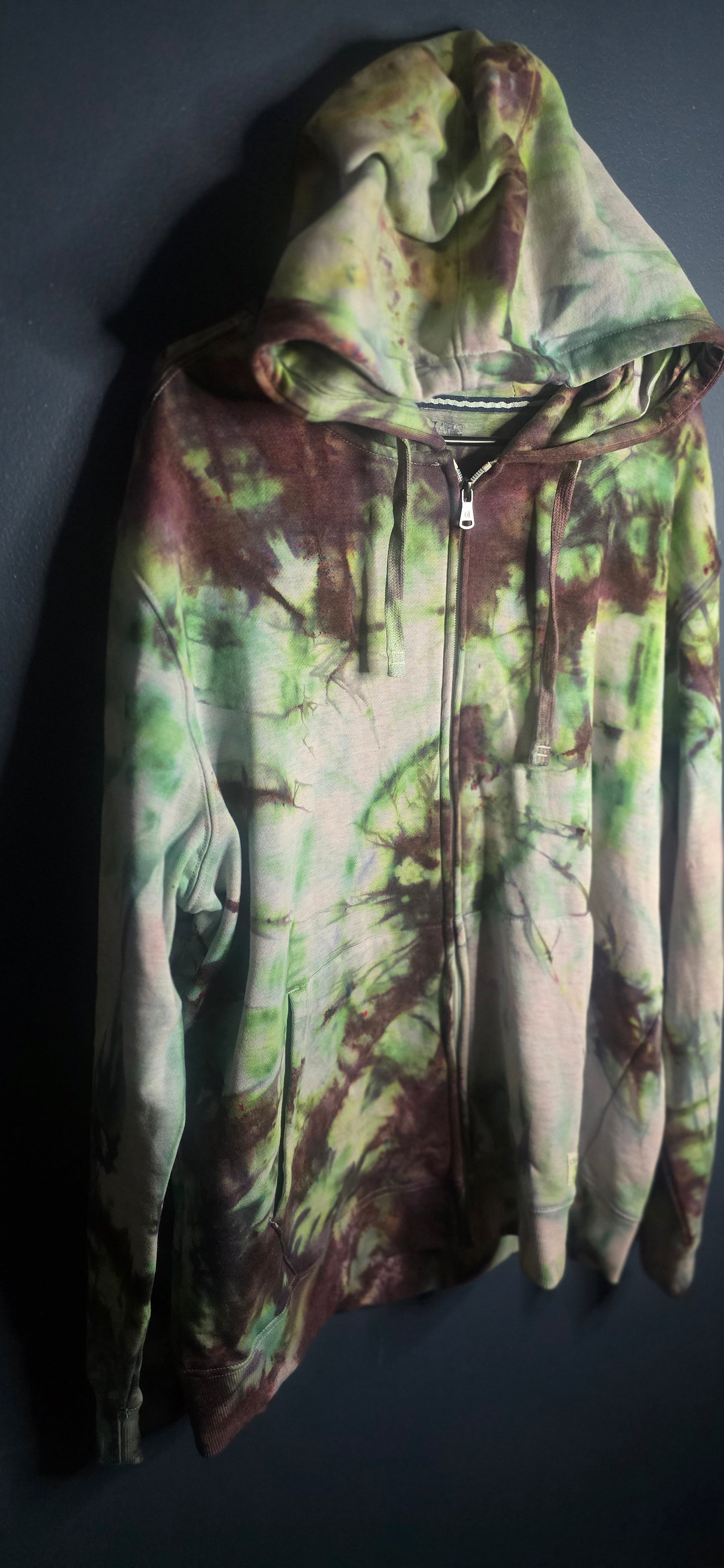 Chaps Tie Dye Zip Up Hoodie XL Green Purple Brown Everyday Fleece Jacket NEW