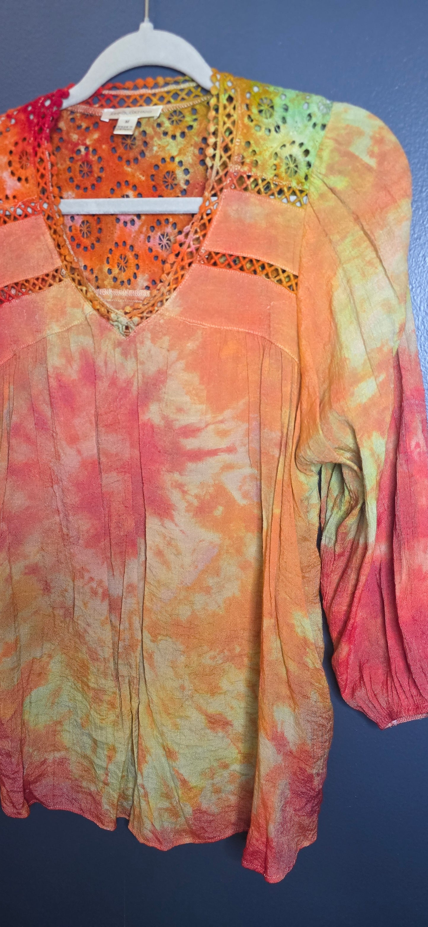 🔥 Sunburst Boho Lace Blouse – John Paul Richard Medium – $45