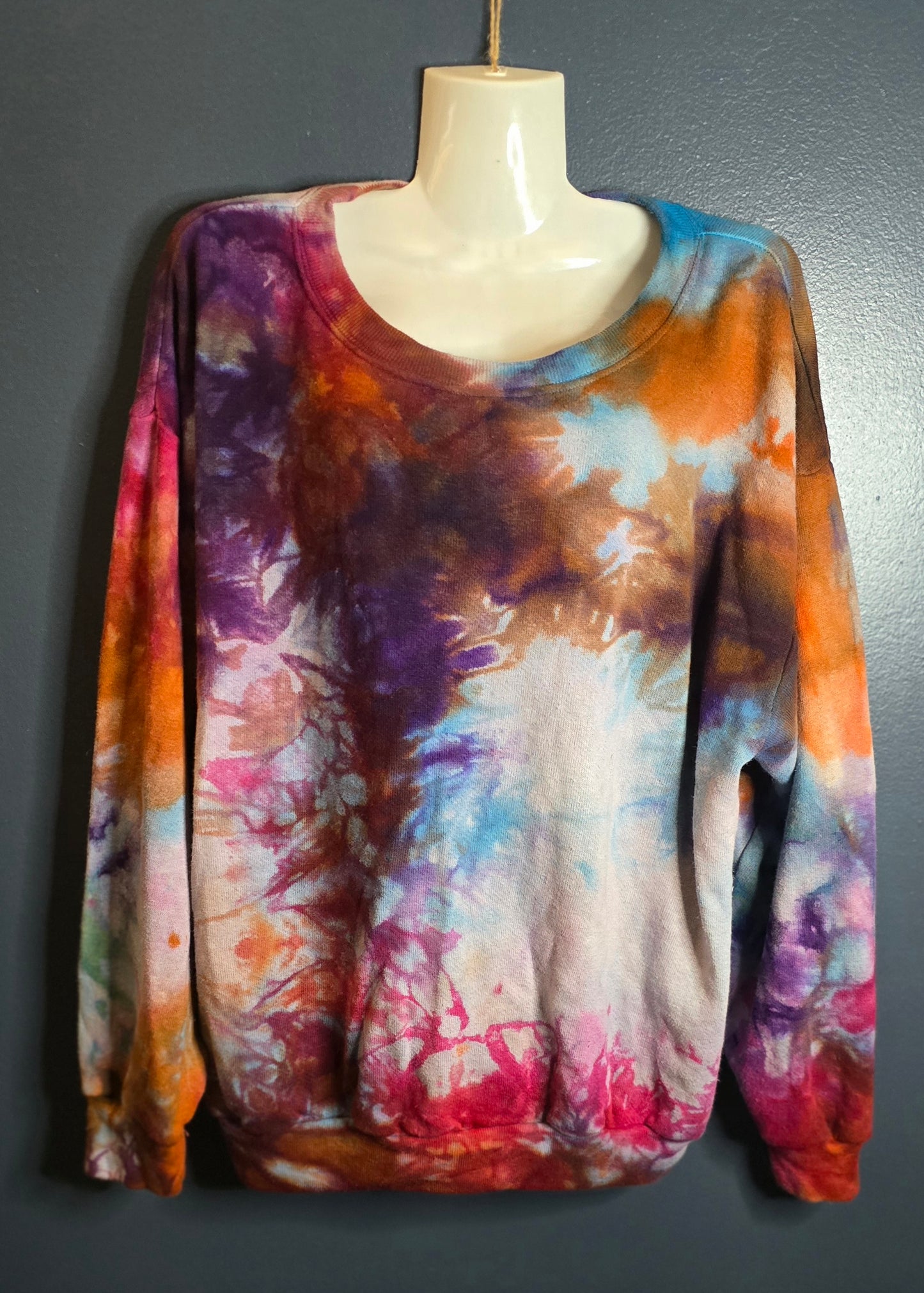 Upcycled hemp cotton sweater hand dyed in earth tones size M