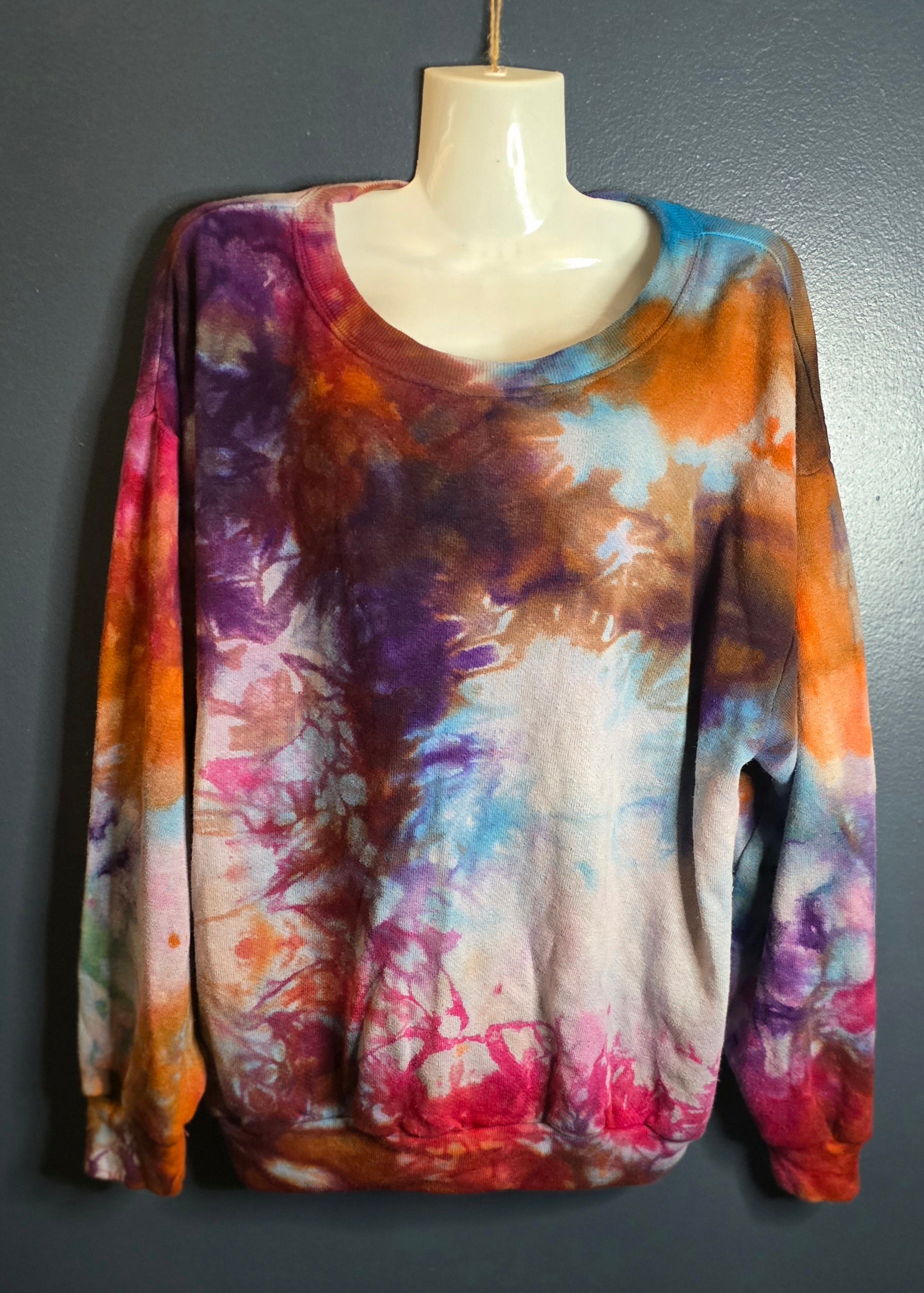 Upcycled hemp cotton sweater hand dyed in earth tones size M