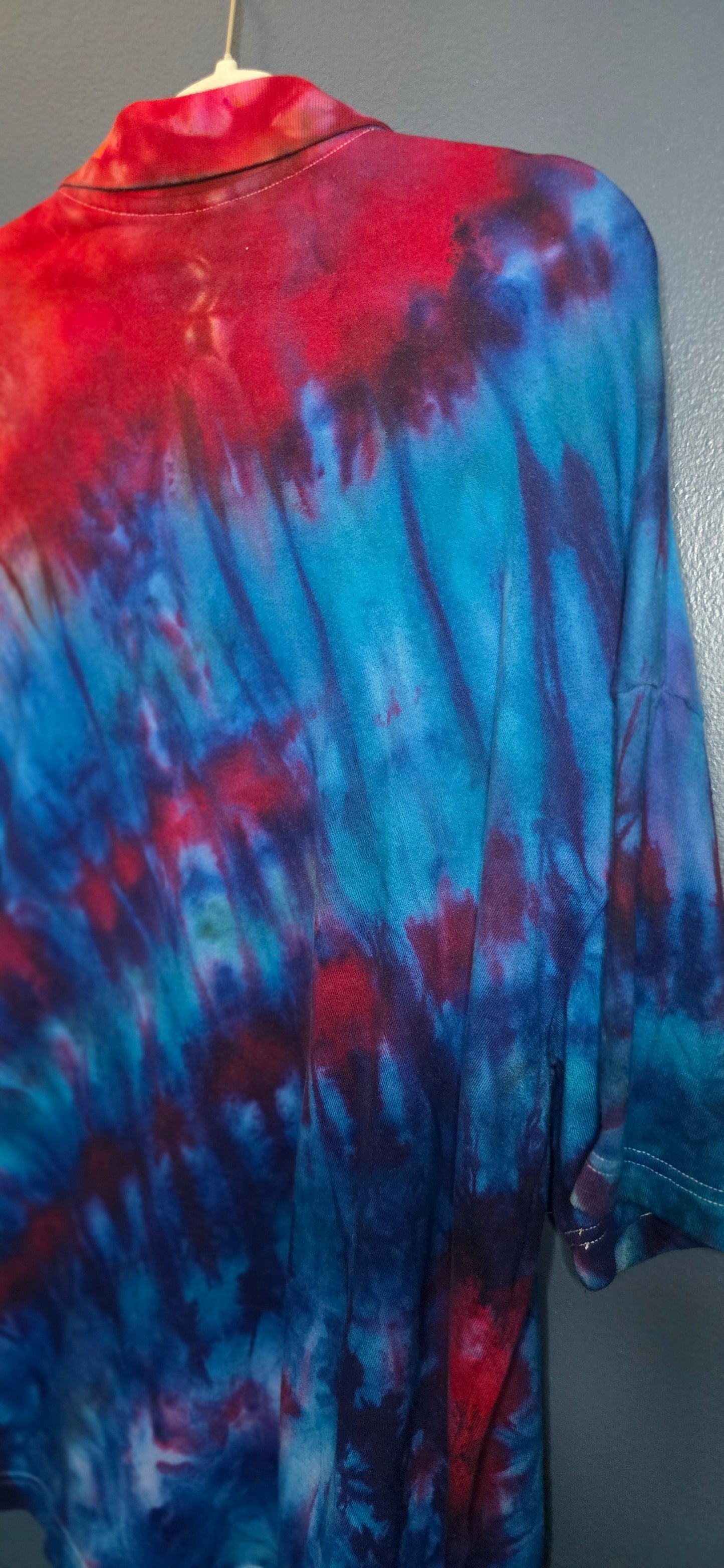 🌈 Upcycled Tie-Dye Oversized Polo – Size Large