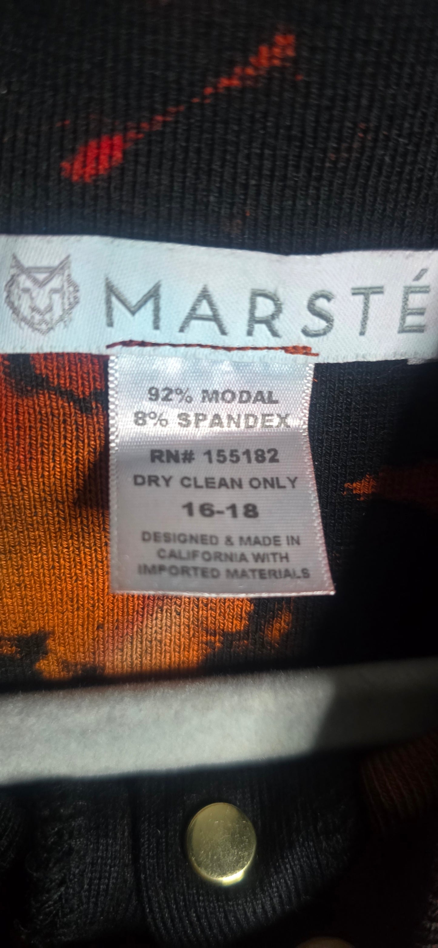 Marsté Tie Dye Henley Dress Top Black Multicolor Size 16–18 Modal Stretch XL