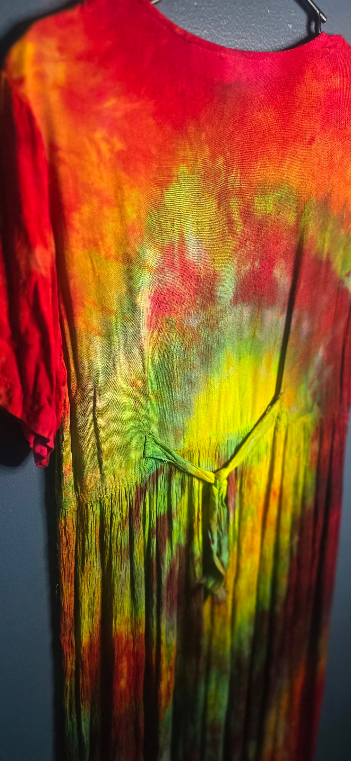 Vintage Select Tie Dye Maxi Dress XL Women’s Button Front Rayon Multicolor