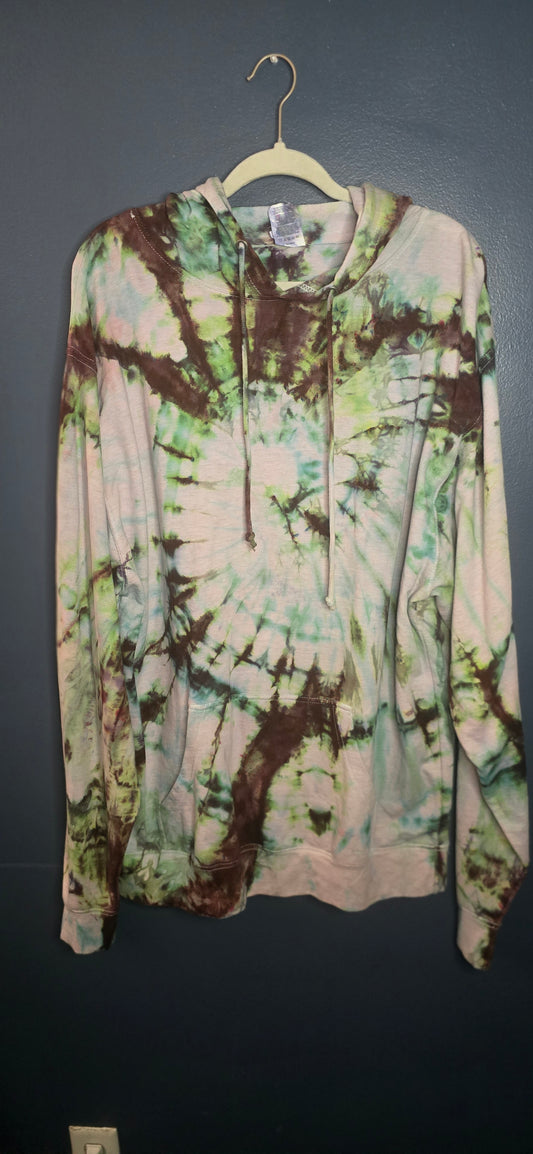 3XL – Delta Fleece Hand-Dyed Spiral Hoodie 🌿🤎