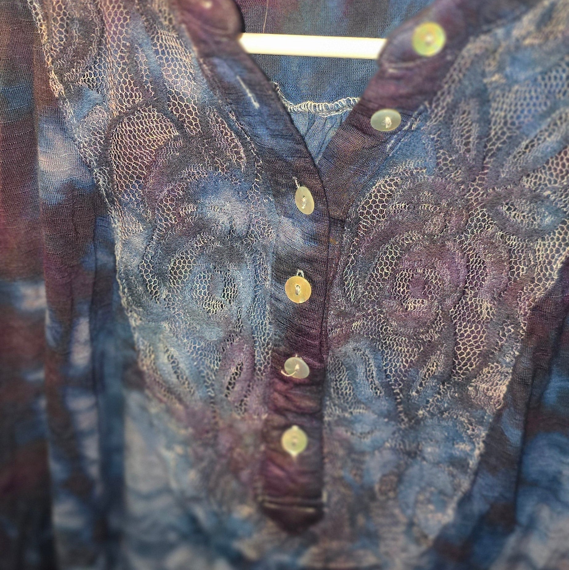 Upcycled - NY Collection Lace-Front Tie-Dye Blouse – Size Small