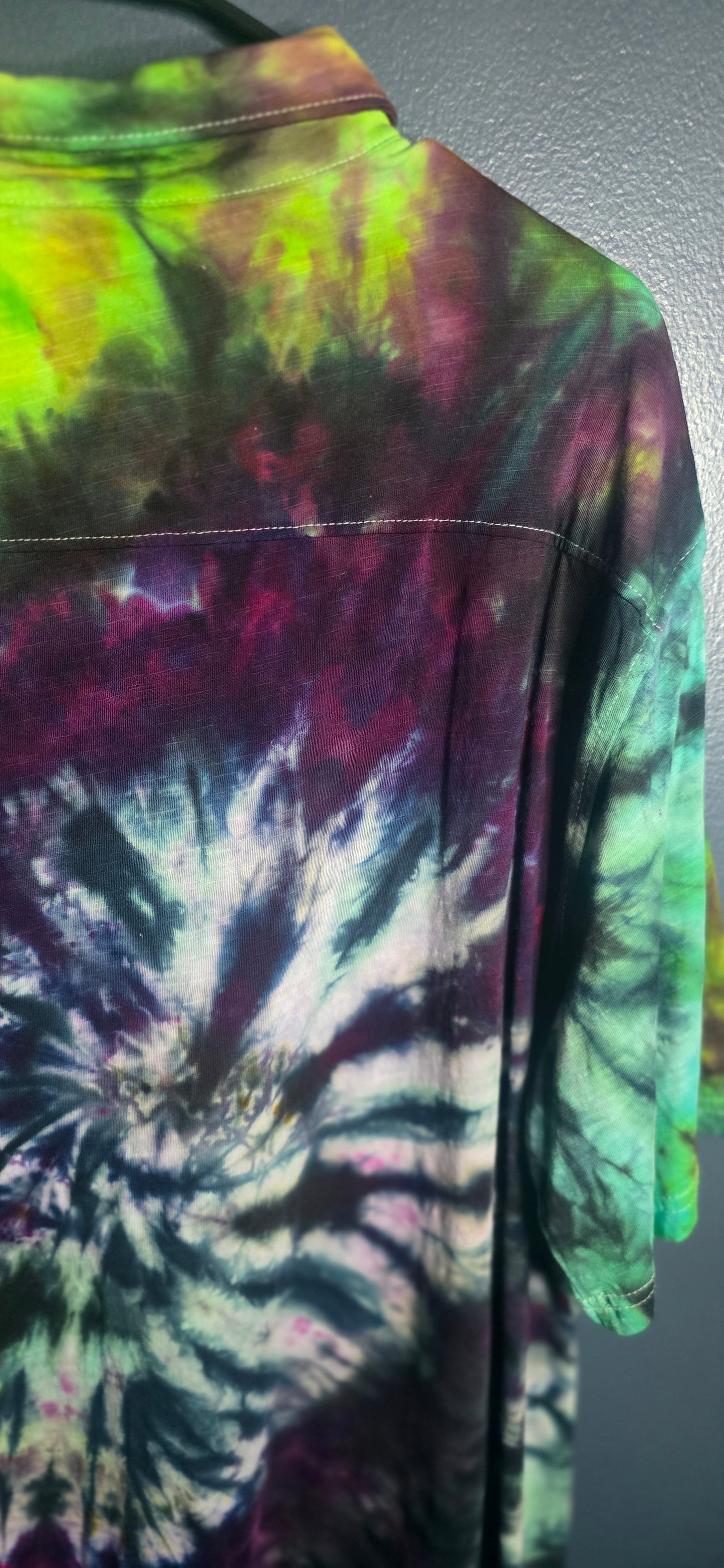 George Tie Dye Button Front Shirt XL 46–48 Short Sleeve Collared Multicolor